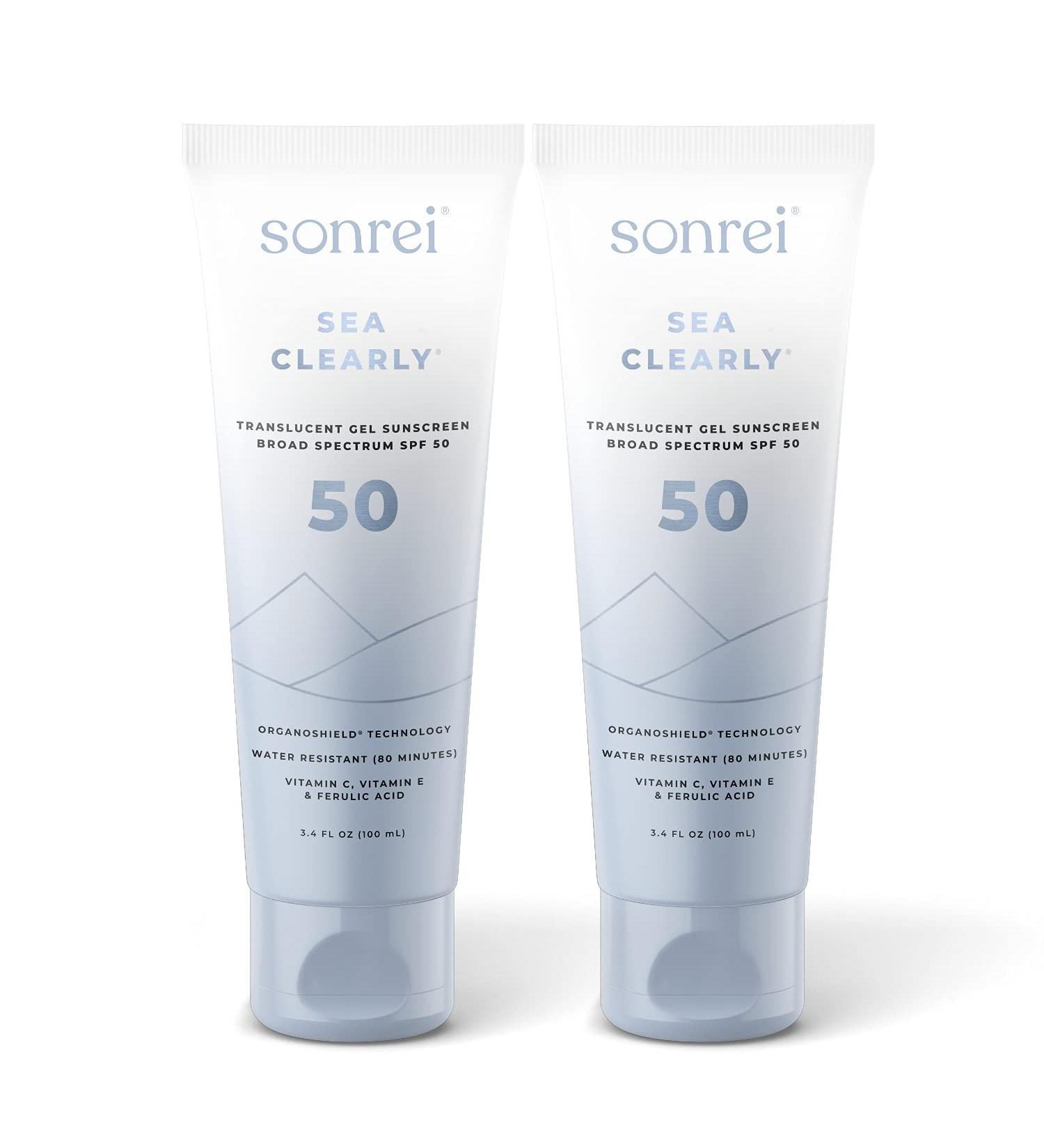 Sonrei Sea Clearly Premium SPF 50 Sunscreen Gel | UVA UVB Protection | Reef Safe | Vegan & Gluten Free | 3.4 Fl Oz (2 Pack) - Buy Online on GoSupps.com