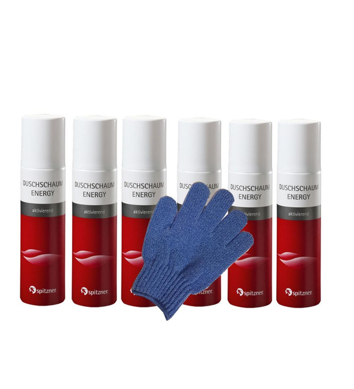  spitzner spitzner EnergieBoost Shower Foam (6 x 150 ml) with Free Massage Glove - Buy Online on GoSupps.com
