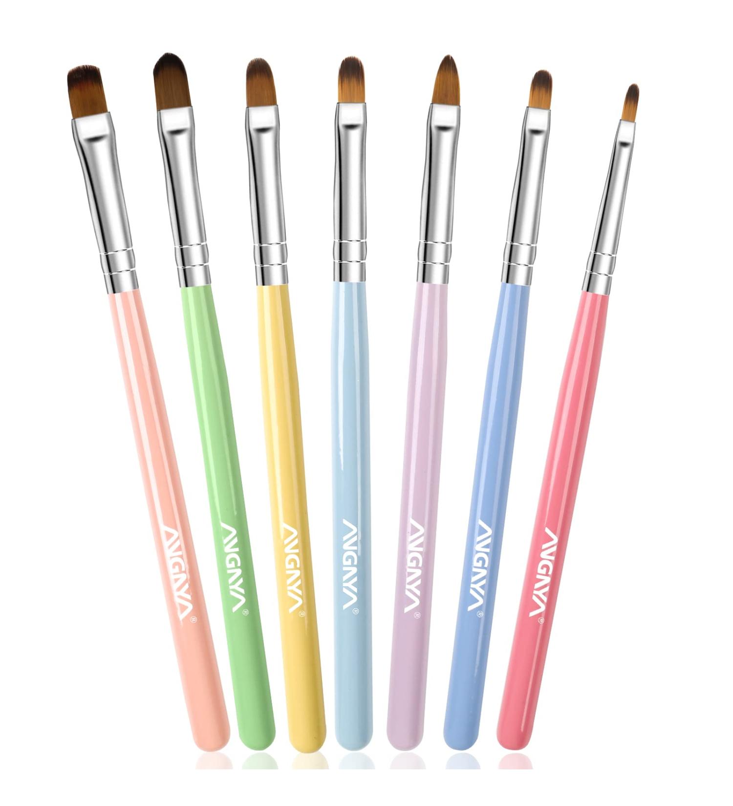 ANGNYA 7Pcs Nail Art Brush Set - Gel Nail Brushes for Nail Art Design and Painting - Ideal for Poly Gel and Acrylic Application - 7 Colors Available - Buy Online on GoSupps.com