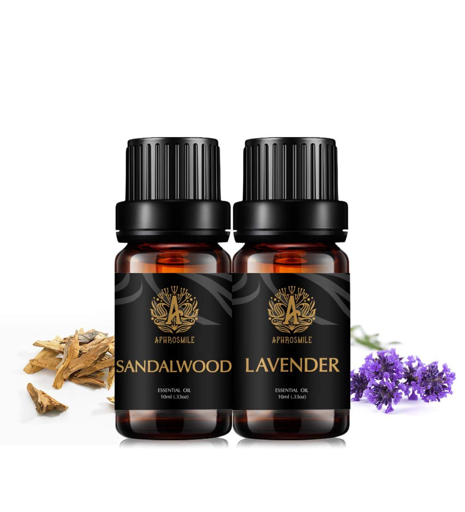 Buy 100% Pure Lavender & Sandalwood Essential Oil Set - 2x10ml Therapeutic Quality for Diffuser & Humidifier | Aromatherapy Kits Worldwide Shipping - Buy Online on GoSupps.com