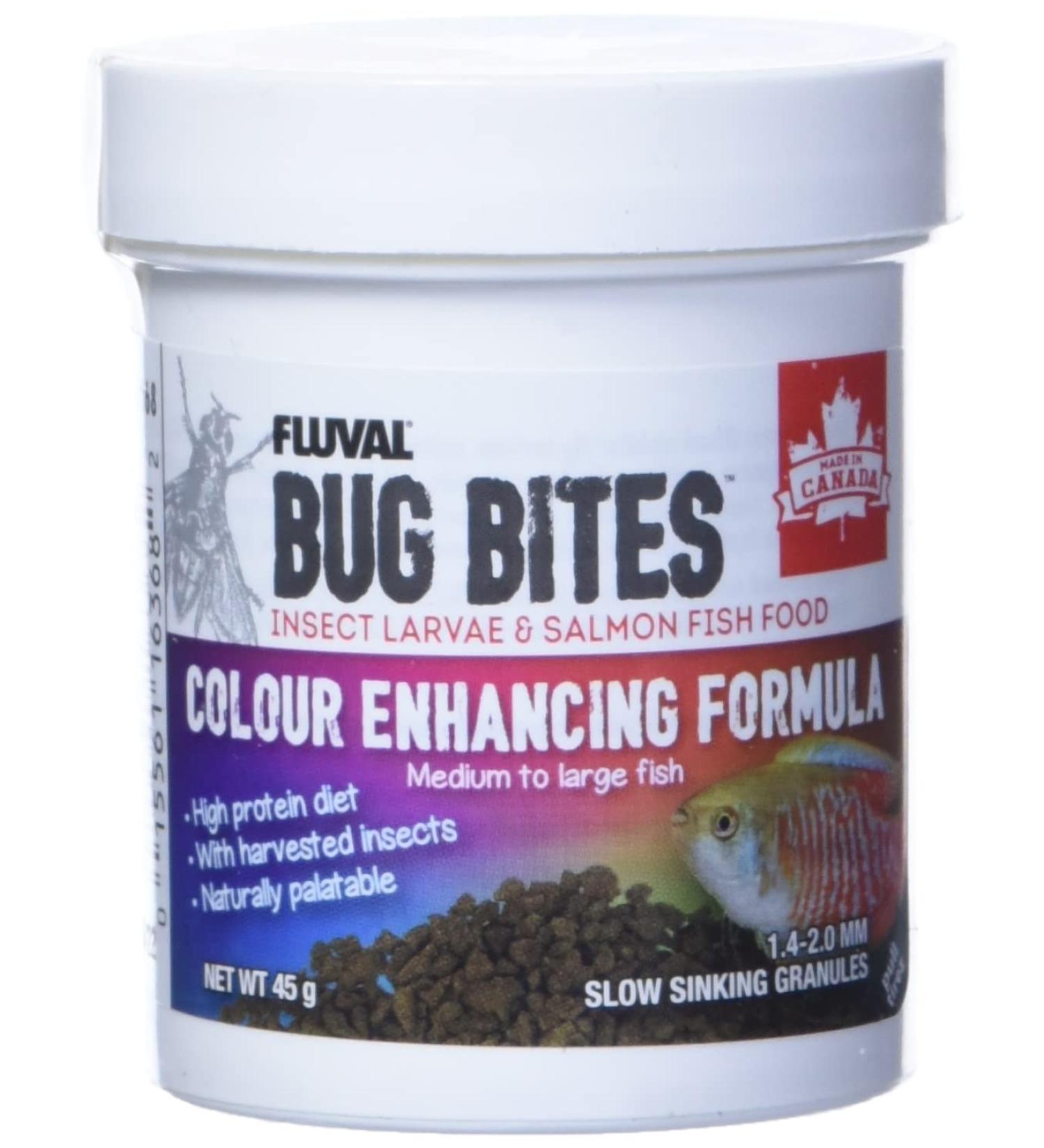 Nutrafin Bug Bites Colour Enhancing Formula Medium to Large Fish 1.4-2.0 mm granules - 45 g - Buy Online on GoSupps.com