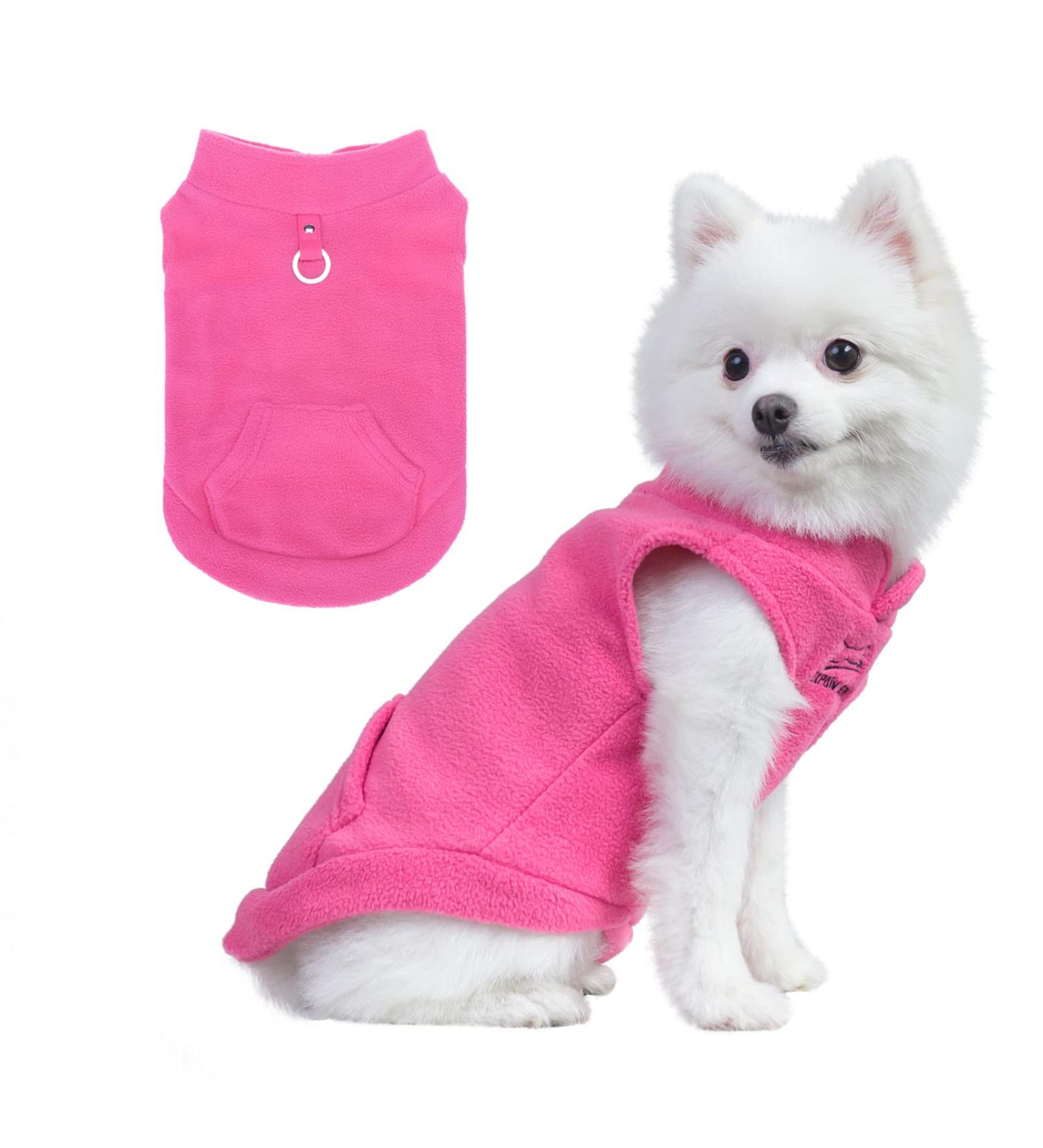 EXPAWLORER Polar Fleece Vest Dog Clothes - Warm Sleeveless Dog Jacket for Small, Medium, Large Dogs - Medium Hot Pink - Buy Online on GoSupps.com