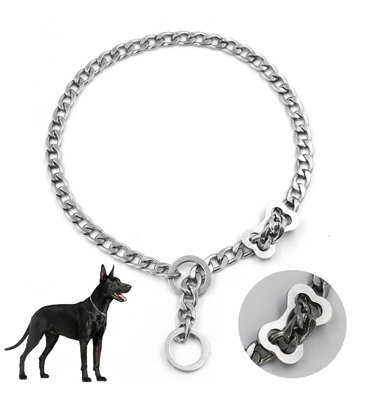 Adjustable Stainless Steel Dog Collar - P-Chain for Walking | M (54cm / 21.3in) - Durable & Stylish Pet Accessory - Buy Online on GoSupps.com