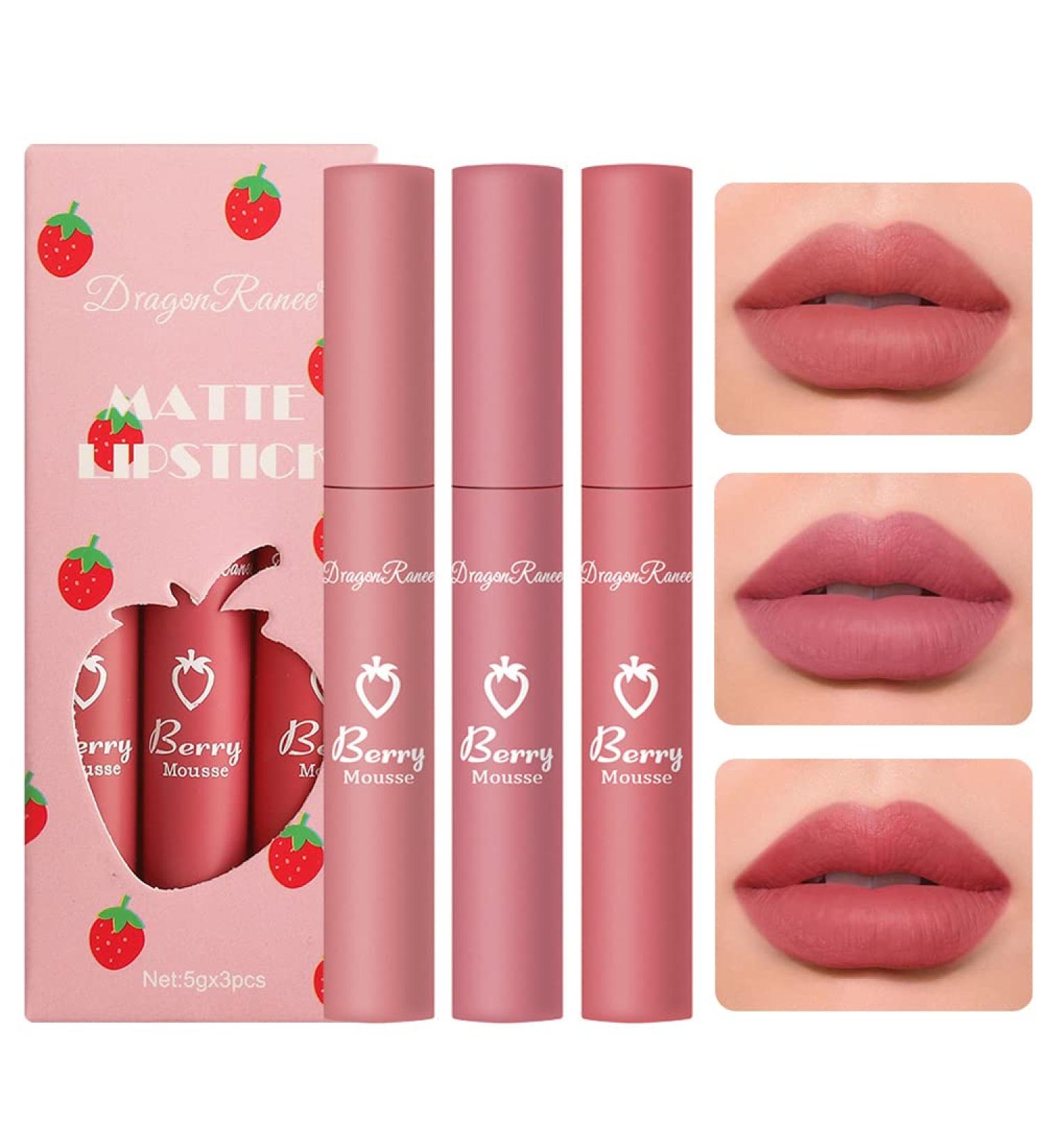 3 PCS Nude Matte Liquid Lipstick Set - Long-Lasting, Waterproof, and Moisturizing Lip Tint - Non-stick Cup, Natural Matte Velvet Finish - Perfect for Women and Girls - Buy Online on GoSupps.com