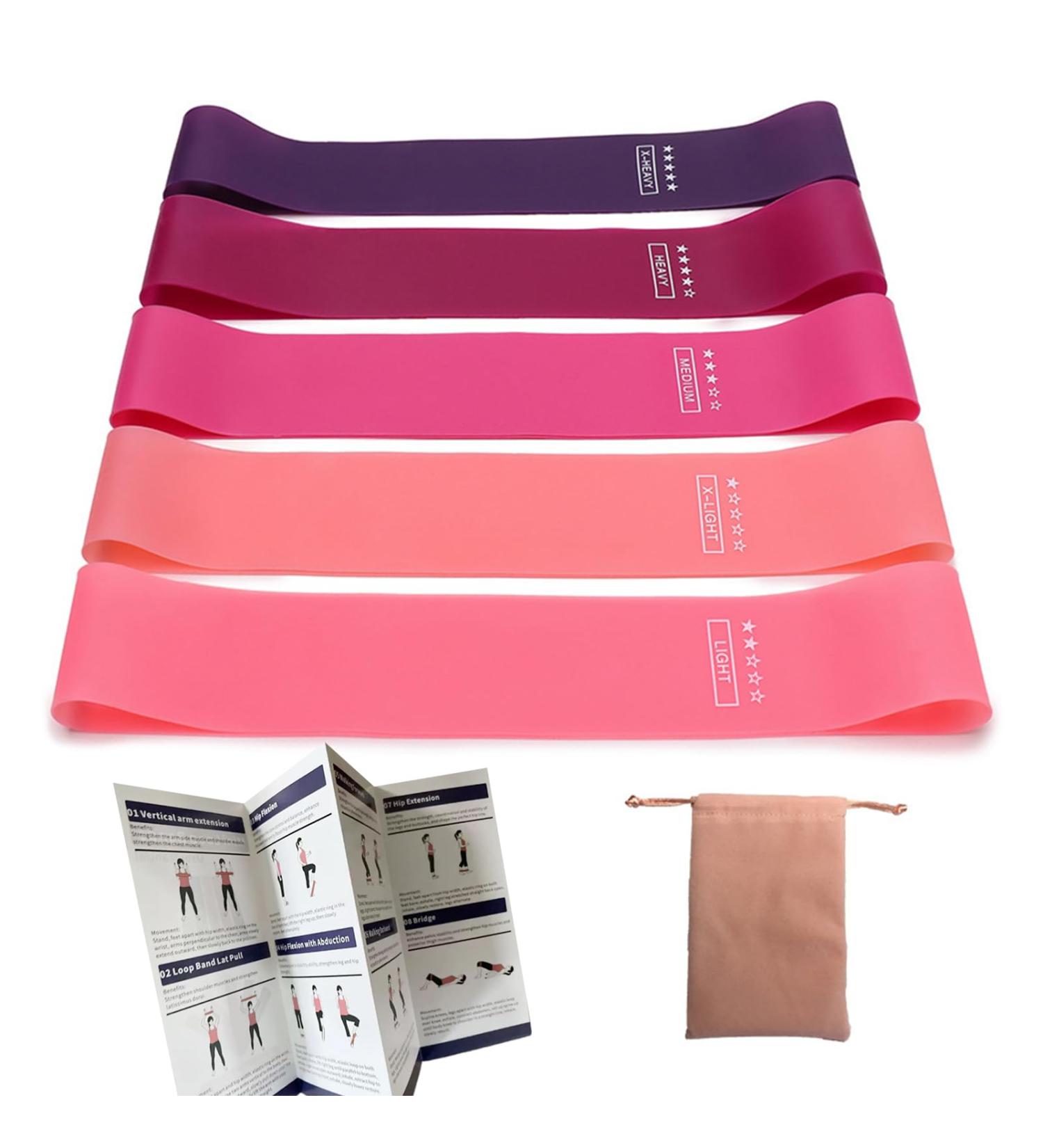 Buy Resistance Bands Set | Loop Exercise Bands with Guide & Carry Bag for Home & Gym Workouts - Versatile Latex Set of 5 - Buy Online on GoSupps.com