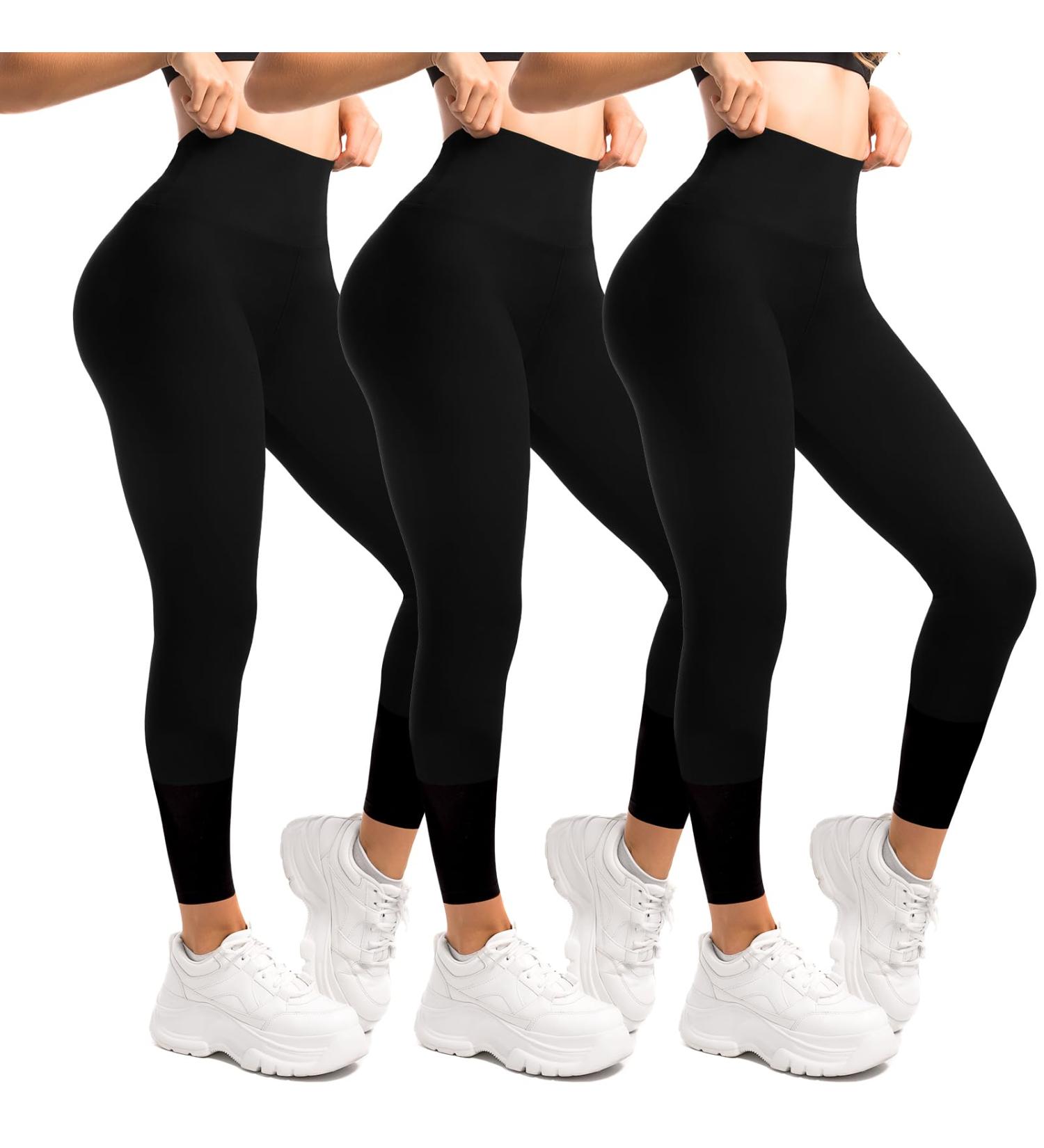 Walifrey Pack of 3 High Waist Opaque Sports Leggings for Women - Black Gym Leggings Size SM - Buy Online on GoSupps.com