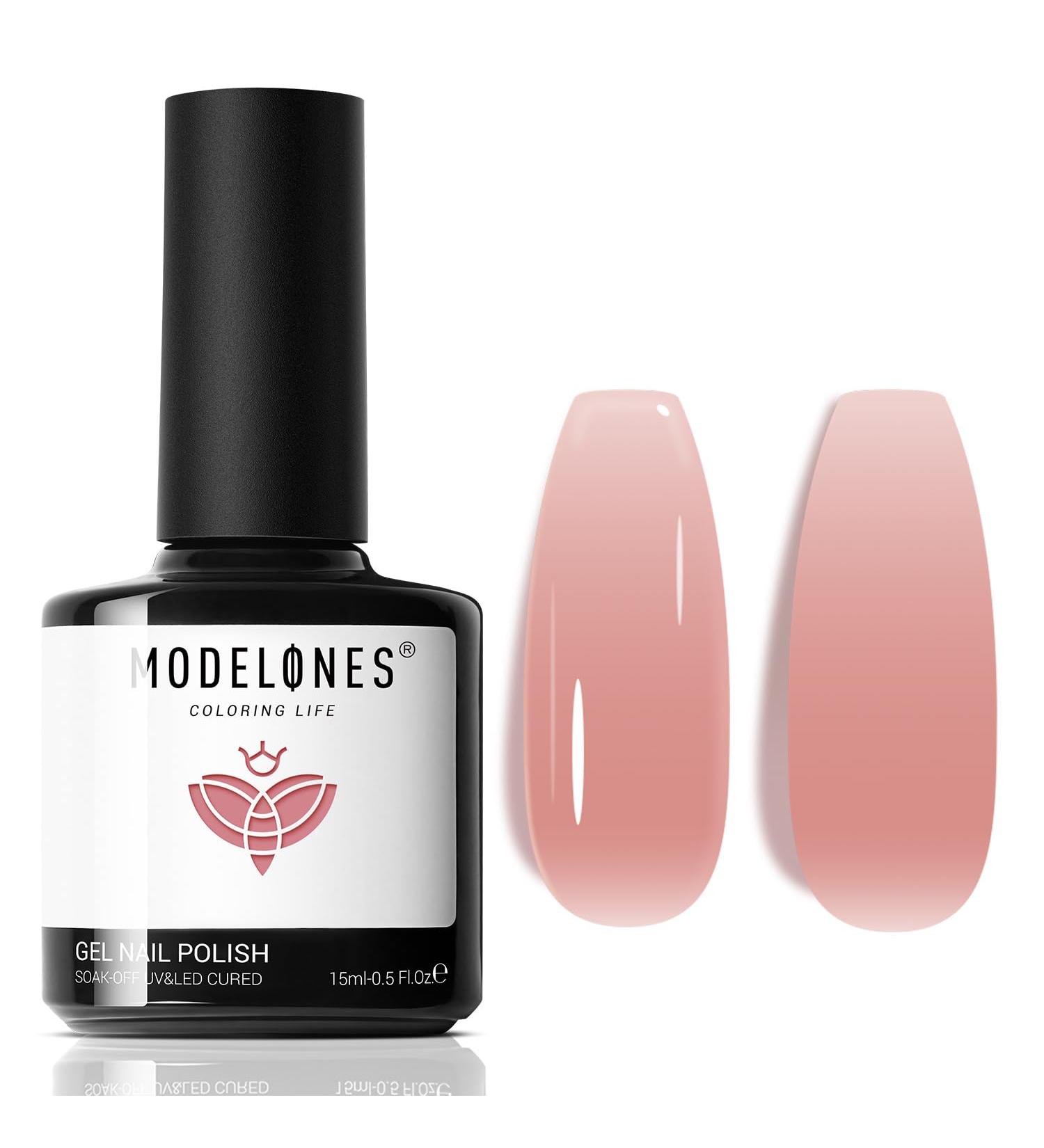 Modelones Jelly Gel Nail Polish 15ML Sheer Light Pink Translucent Sheer Nude Colors Neutral Skin Tone Gel Polish Soak off U V LED Cured at Home Salon DIY French Manicure Nails Art Jelly Nude Pink - Buy Online on GoSupps.com