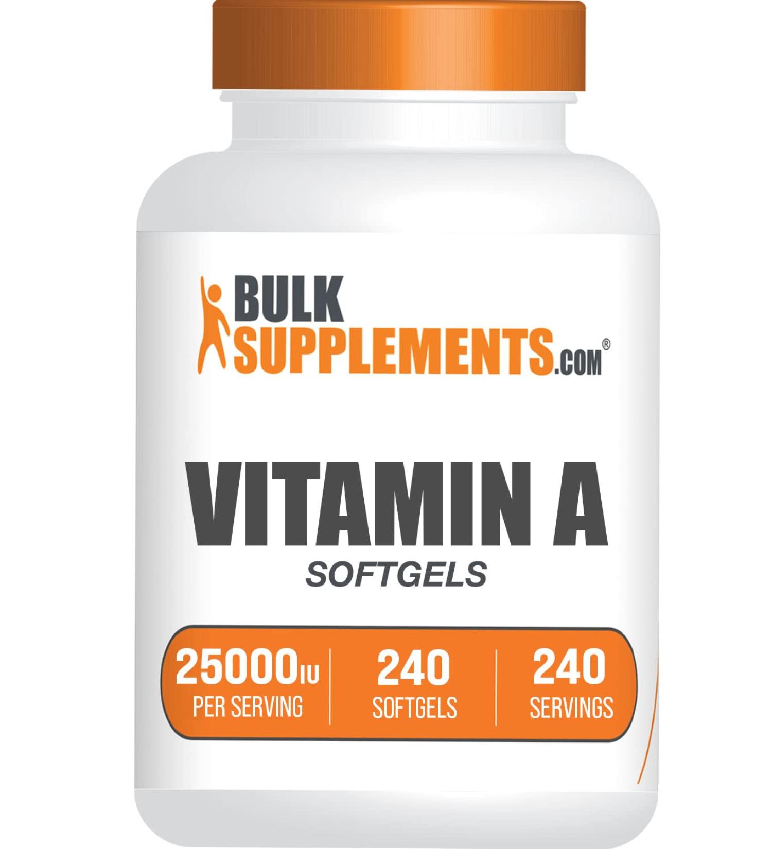 Vitamin A 25000 IU Softgels - Retinyl Palmitate Antioxidant Supplement - 240 Count Eye Health Pills - Buy Online on GoSupps.com