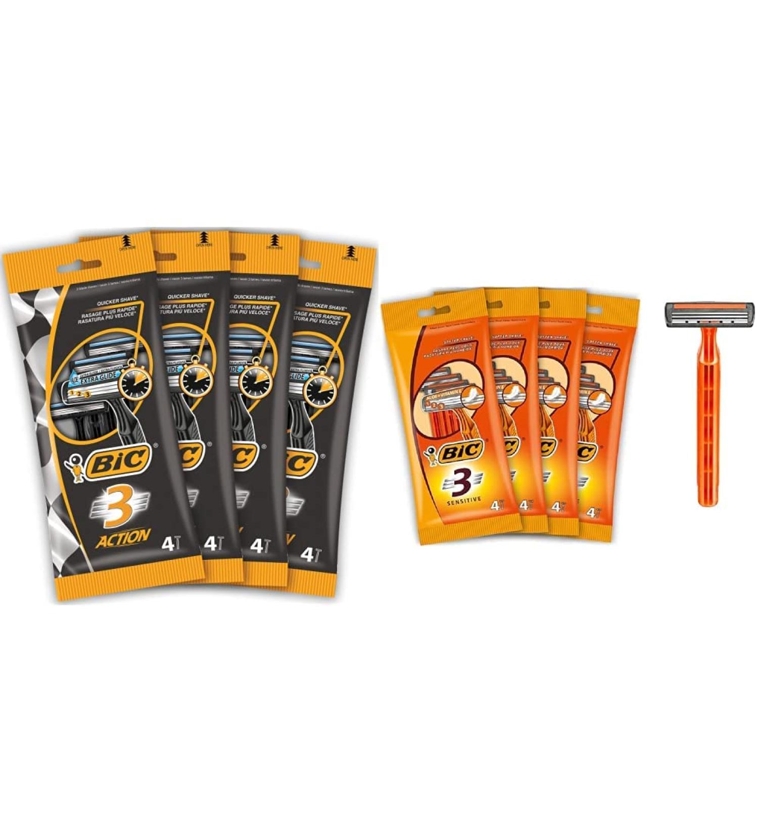 Buy BIC 3 Action Razors for Men 16 Disposable Razors with Aloe Vera & Vitamin E | Gentle Shave | International Shipping - Buy Online on GoSupps.com