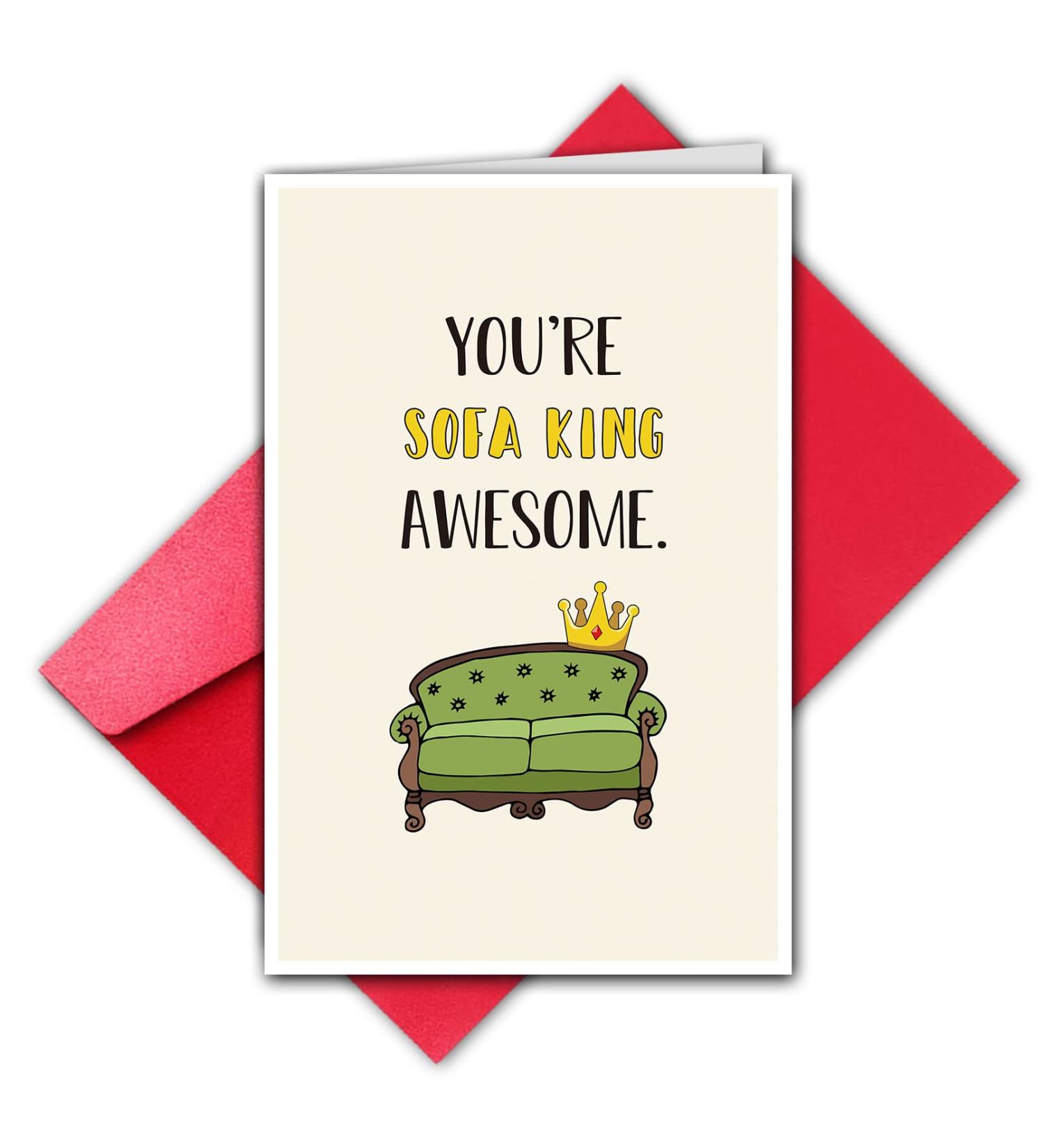 Funny Pun Thank You Card for Sister Brother & Friend - Hilarious "You re Sofa King Awesome" Encouragement Card with Envelopes - Perfect for Any Occasion - Buy Online on GoSupps.com