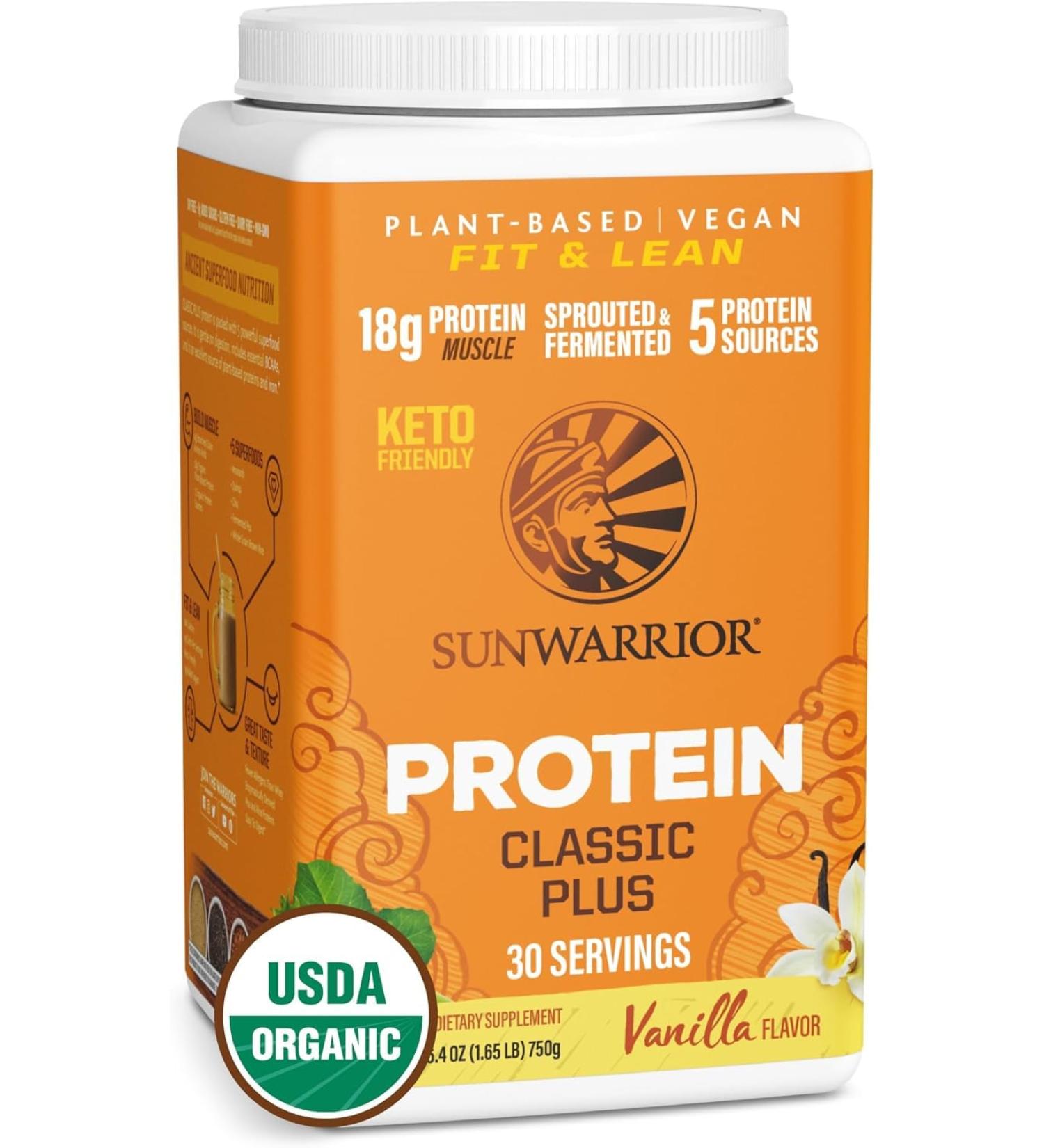  Tudor Sunwariorr Organic Vegan Plant Based Protein Powder | 5 Super Foods Quinoa Chia Seed Soy-Free Dairy Free Gluten Free Non-GMO | Vanilla 30 Servings | - Buy Online on GoSupps.com