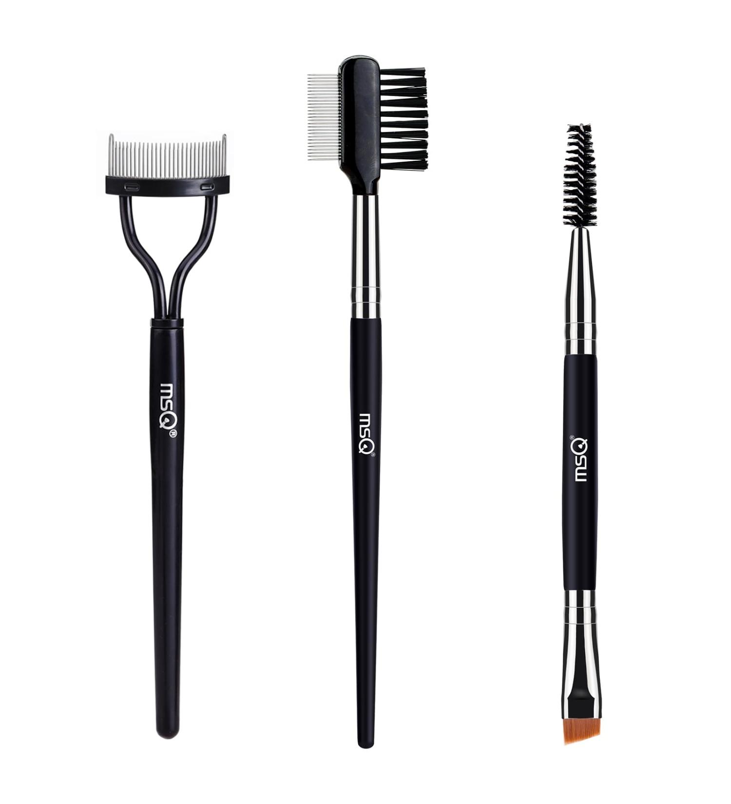 MSQ 3Pcs Eyelash Comb Duo Eyebrow Brush and Spoolie - Steel Brow Brush Comb Makeup Grooming Set - Buy Online on GoSupps.com