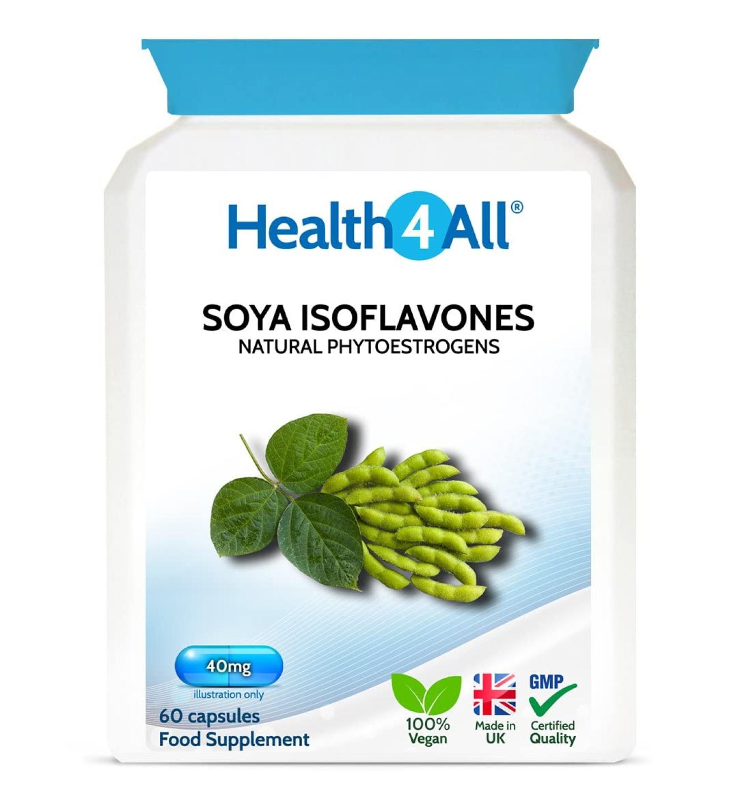 Health4All SOYA Isoflavones 40mg Capsules - Non-GMO Menopause Support Supplement - 60 Count - Buy Online on GoSupps.com