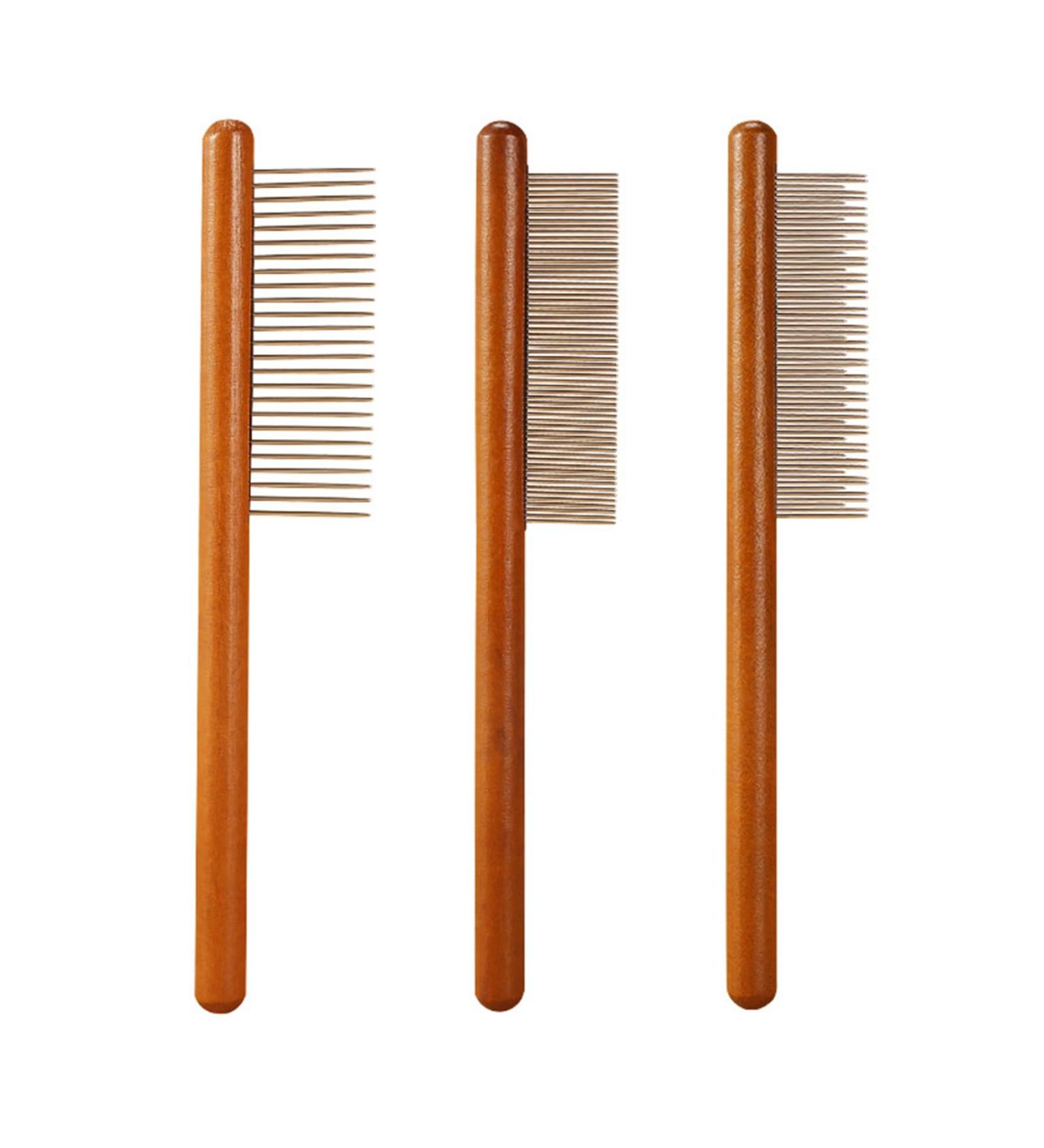 3pcs Flea Comb for Cats Dogs Kittens Wooden Pet Grooming Combs with Wide/Dense/Round Tip Metal Teeth Multifunctional Cat Combing Brush for Flea Lice Tick Tangled Long Hair Removing Hair Artifact - Buy Online on GoSupps.com