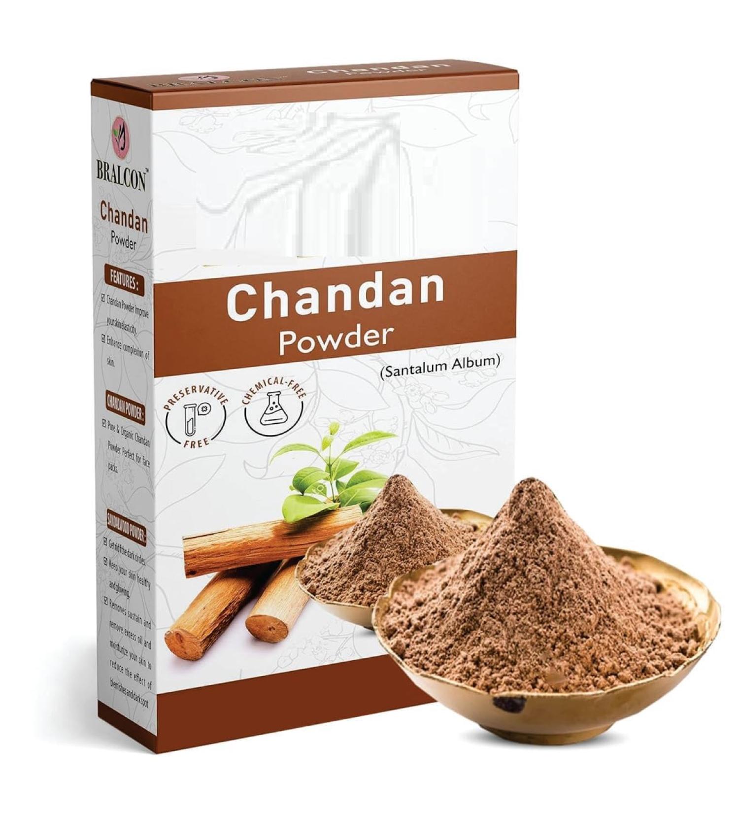 Organic Chandan Powder- 100g | Santalum Album| Original Chandan Powder For Face Masks Facials and Skin Care| 100% Pure & Natural Sandalwood Powder Face Pack for Glowing skin - Buy Online on GoSupps.com