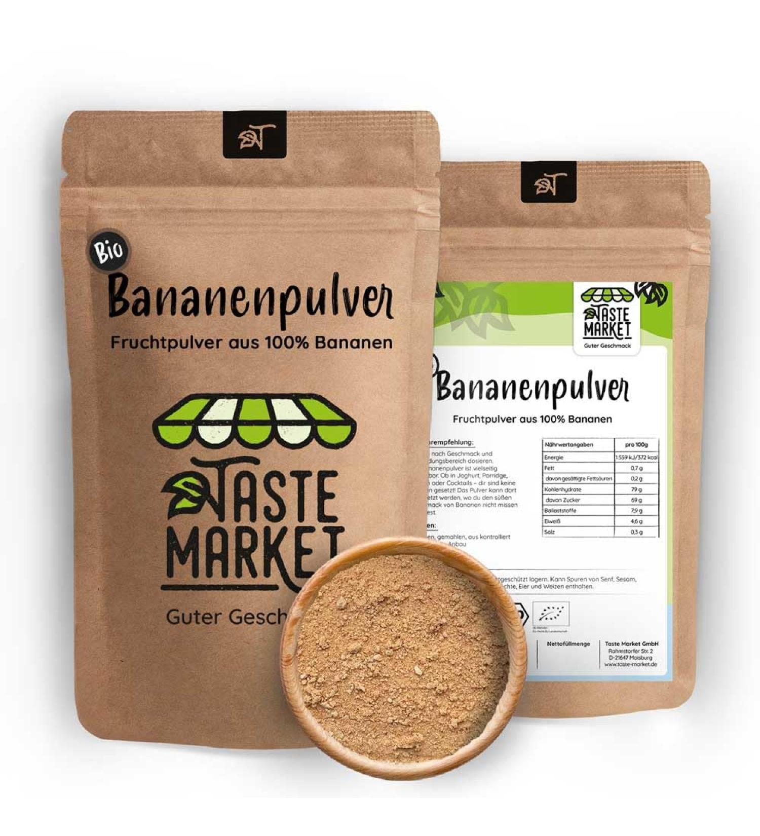  TASTE Guter Geschmack 10 x 500g Organic Banana Powder - Fruit Powder - Dried and Ground - 100% Bananas - Natural - No Additives - Taste Market - Buy Online on GoSupps.com