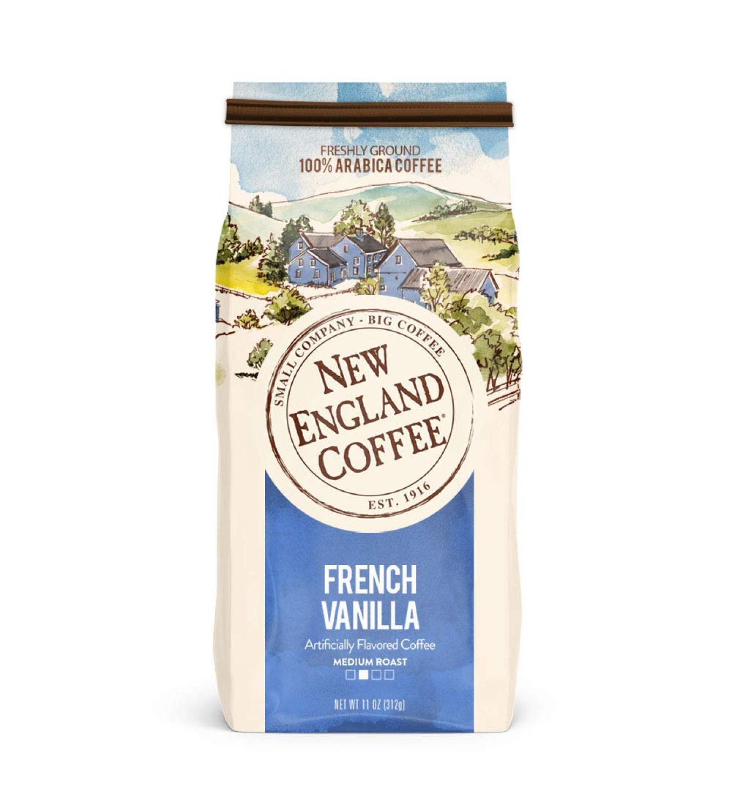 New England Coffee French Vanilla Medium Roast Ground Coffee Lot de 3 sachets de caf 325 ml - Buy Online on GoSupps.com