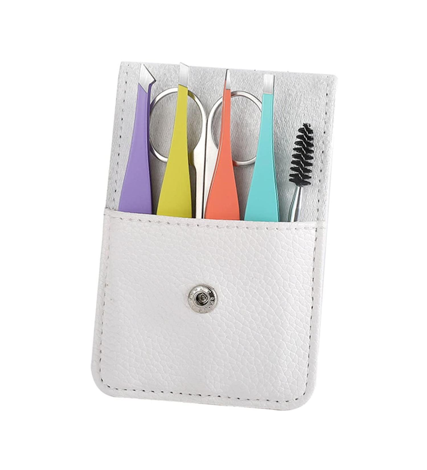 Beavorty Eyebrow Gauge & Manicure Set - Stainless Steel Tweezers with Lamella Tip - Precision Eyebrow Makeup Kit Accessories - Ideal for Travel - Buy Online on GoSupps.com