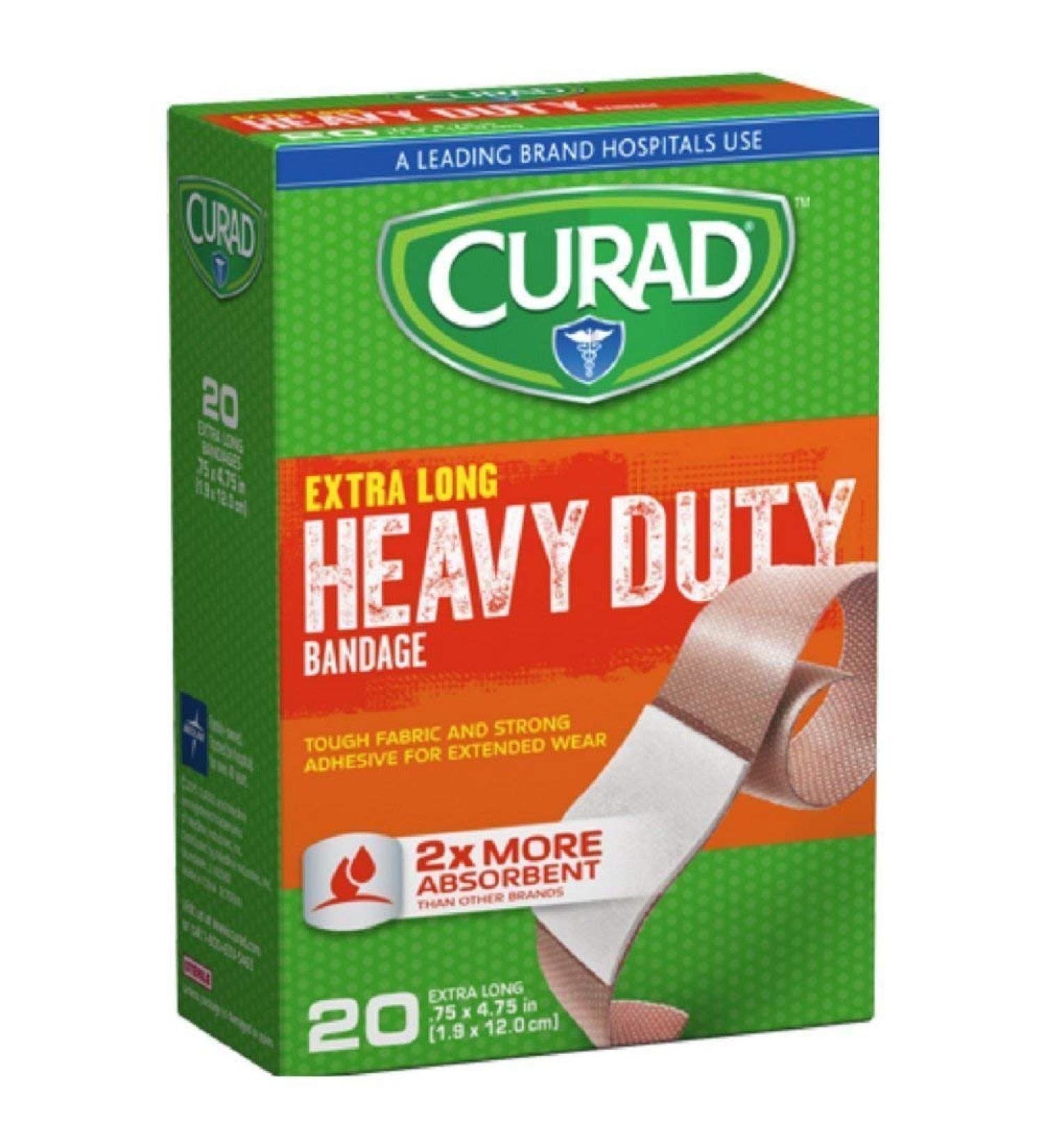 CURAD Heavy Duty Bandage Extra Long 20 Count .75 x 4.75 in ( Pack of 1)
