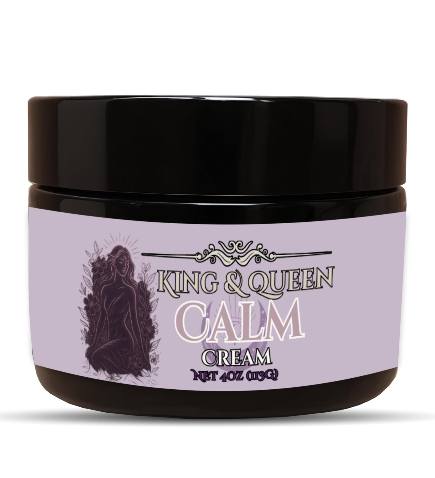 Calm Stress-Relief & Adrenal Support Cream Relaxation & Mood Balance | Ashwagandha Rhodiola Ginseng Magnesium Inositol | 4 oz King & Queen Wellness - Buy Online on GoSupps.com