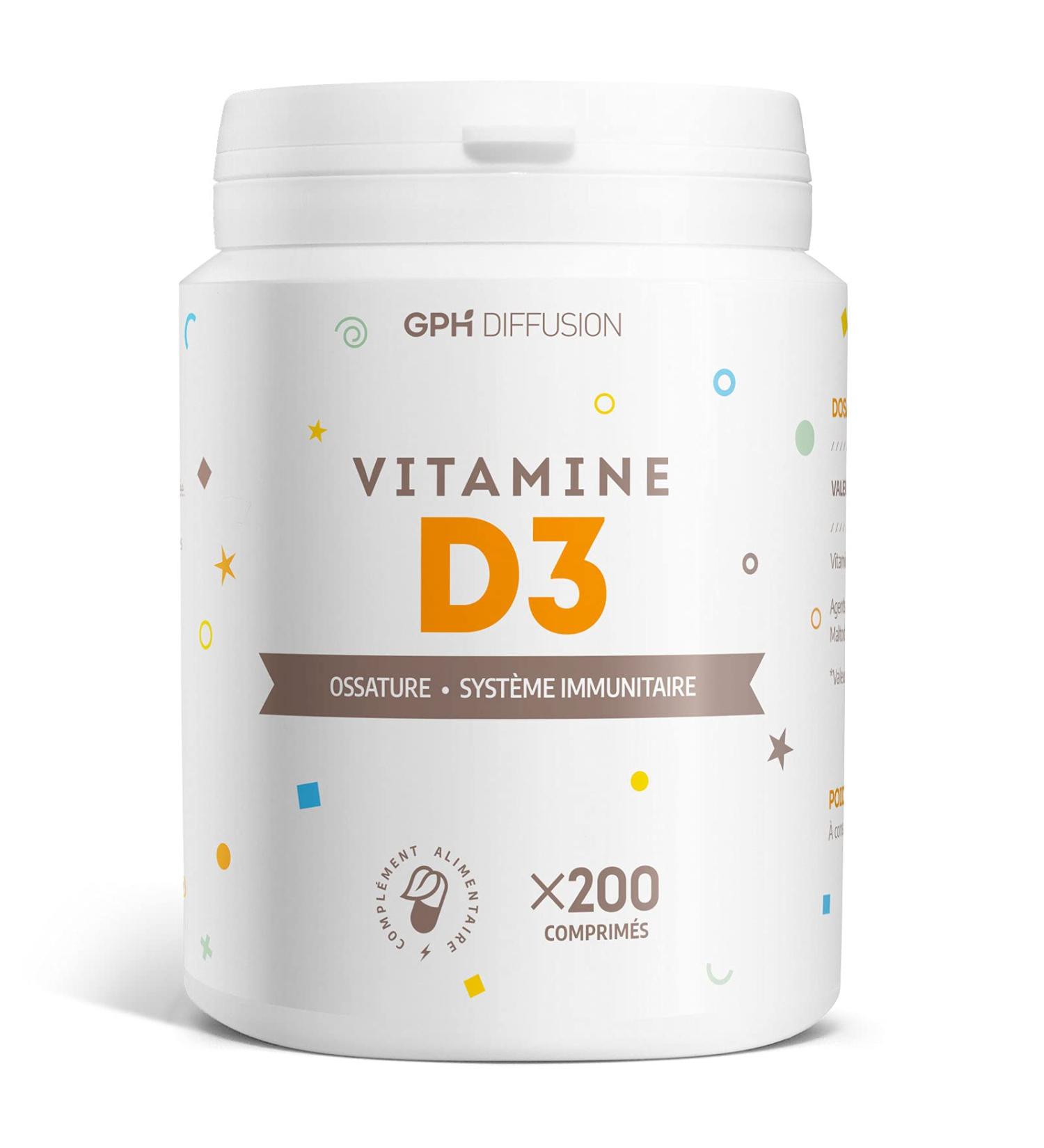 Vitamins D3-200 tablets - Bone - Immune system - GPH DIFFUSION - Buy Online on GoSupps.com