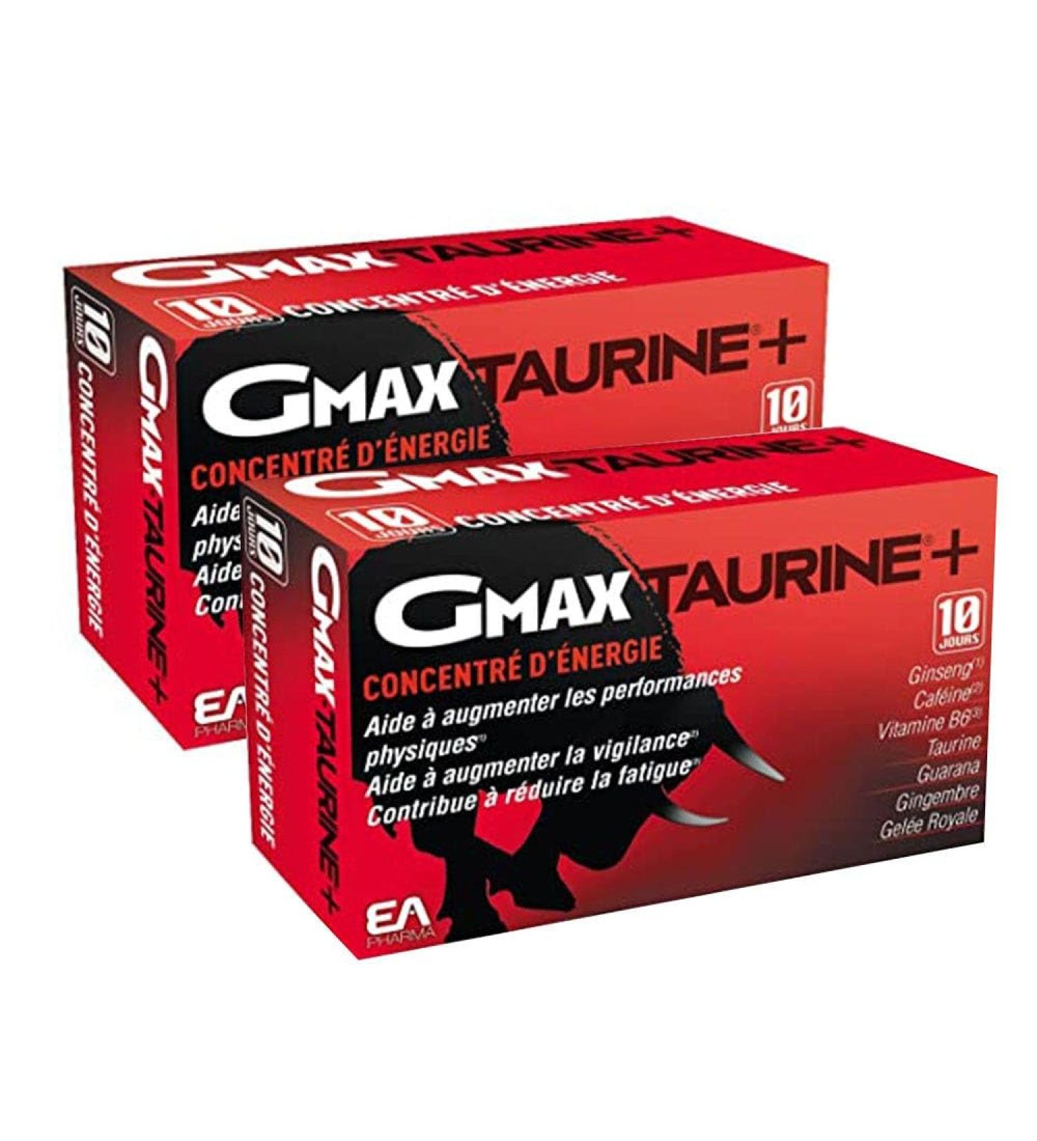 EAFIT | GMAX Taurine | Helps Increase Physical Performance | Reduces Fatigue + Increases Concentration | 400mg Taurine 500mg Ginseng 417mg Guarana | 2 Packs of 30 Ampoules