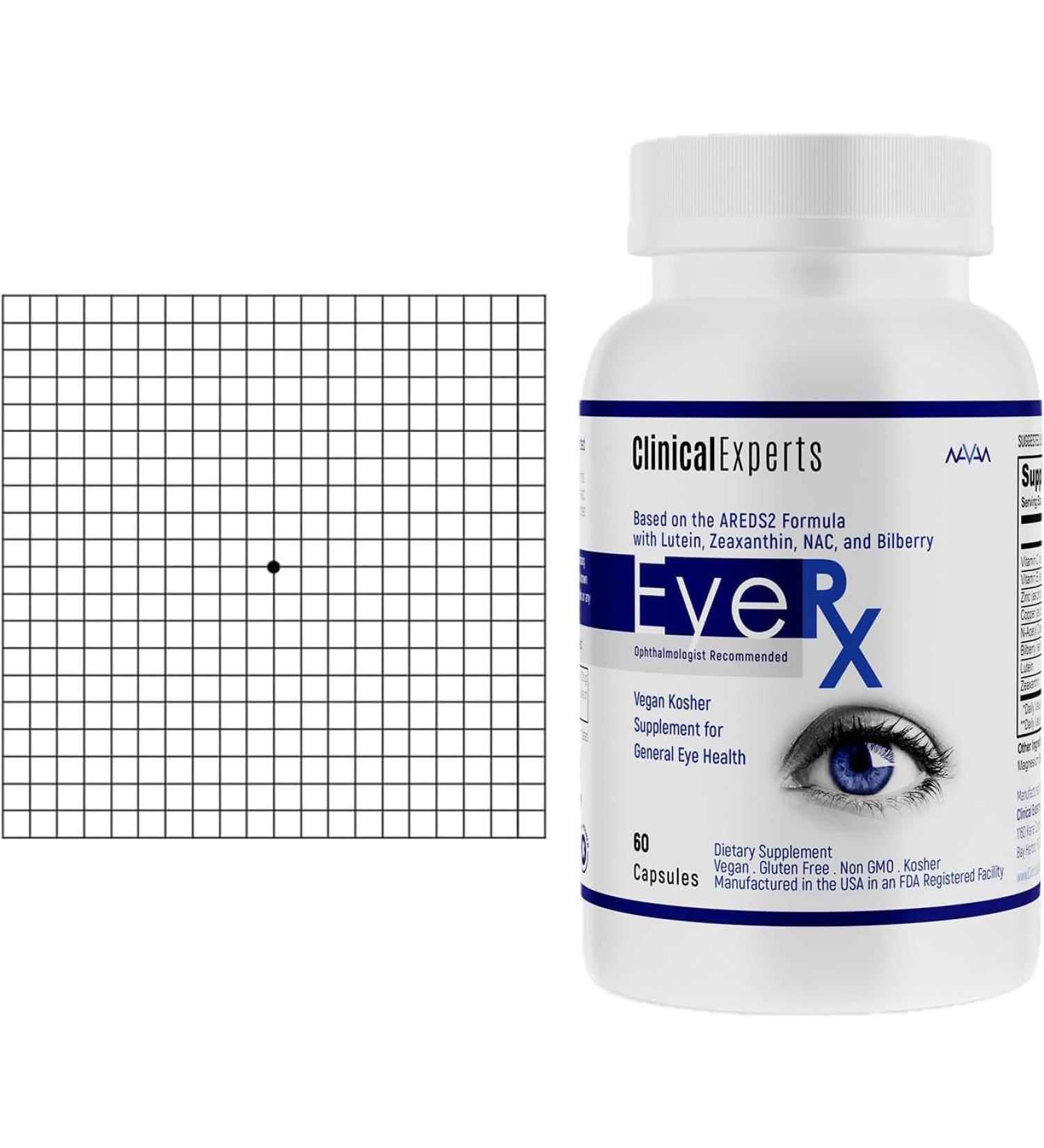 Navan EyeRx Eye Vitamins & Minerals for General Eye Health & Amsler Eye Grid Daily Vision Screening Tool by Clinical Experts