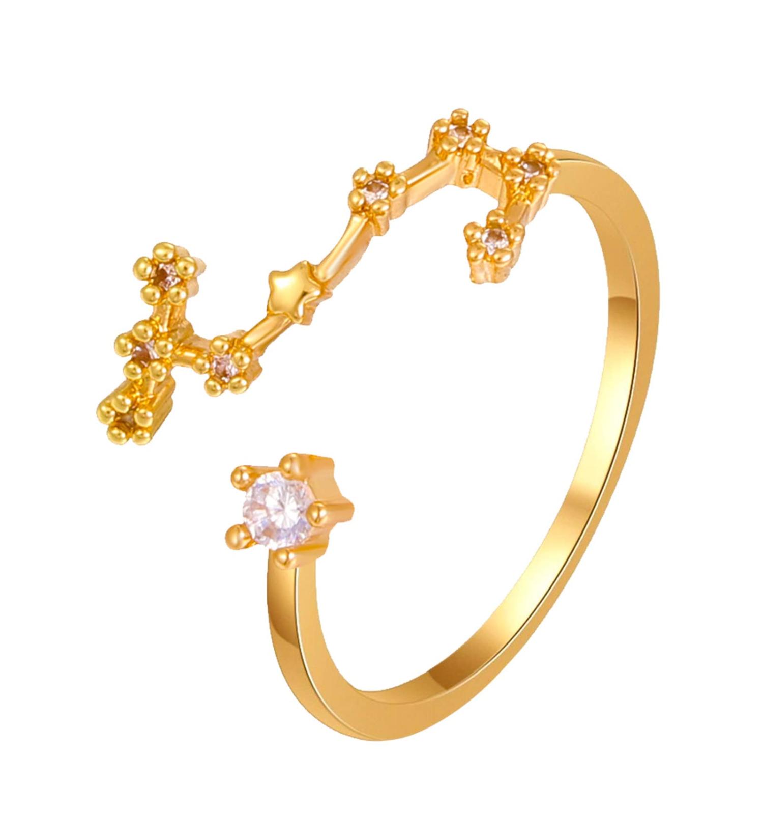 Buy Adjustable 12 Constellation Soda Sign Horoscope Ring | Perfect Birthday Gift for Women & Teen Girls (One Size 16K) - Buy Online on GoSupps.com