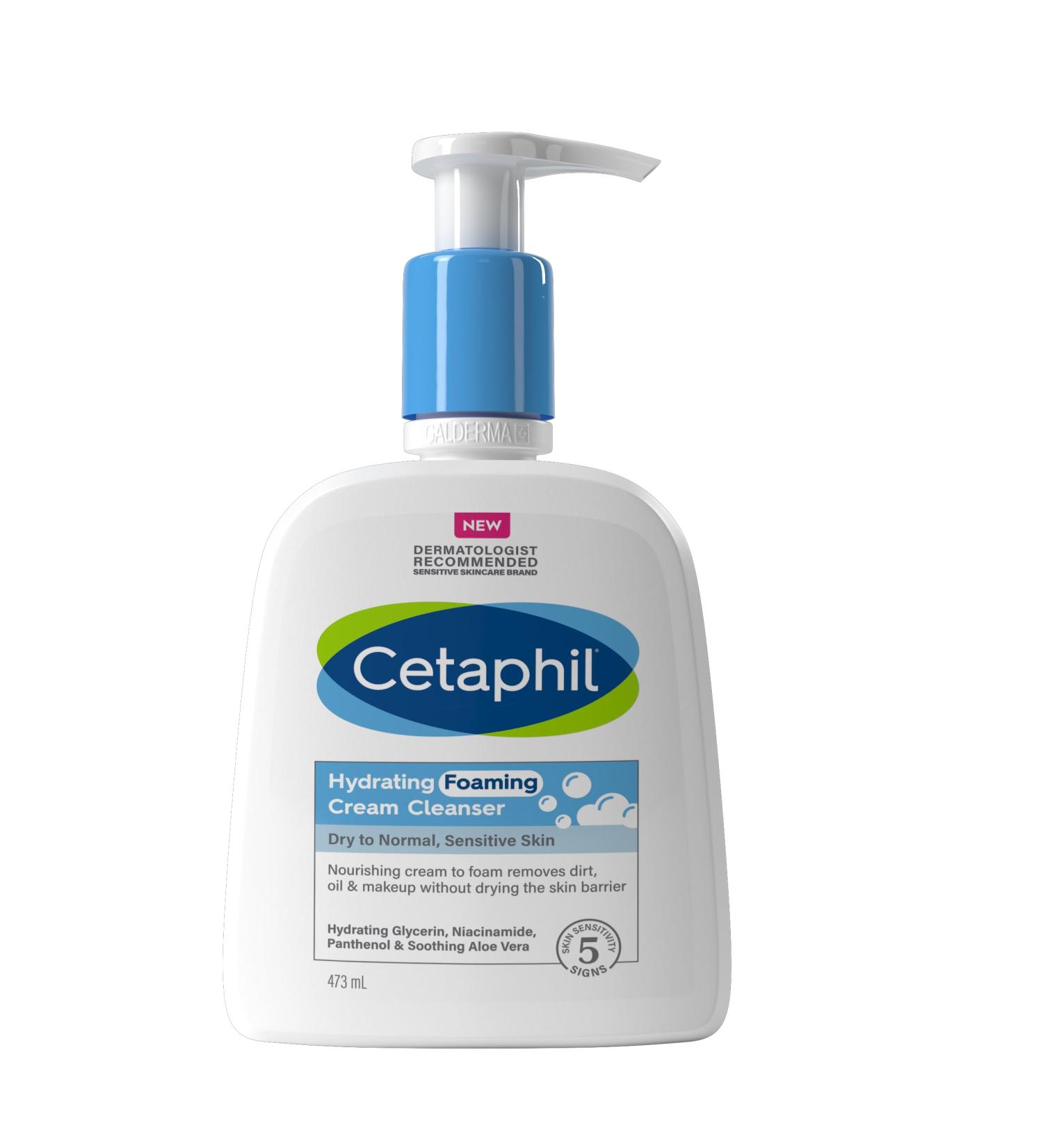 Cetaphil Hydrating Foaming Cream Cleanser 473ml with Niacinamide - For Normal, Dry, or Sensitive Skin | Vegan-Friendly - Buy Online on GoSupps.com