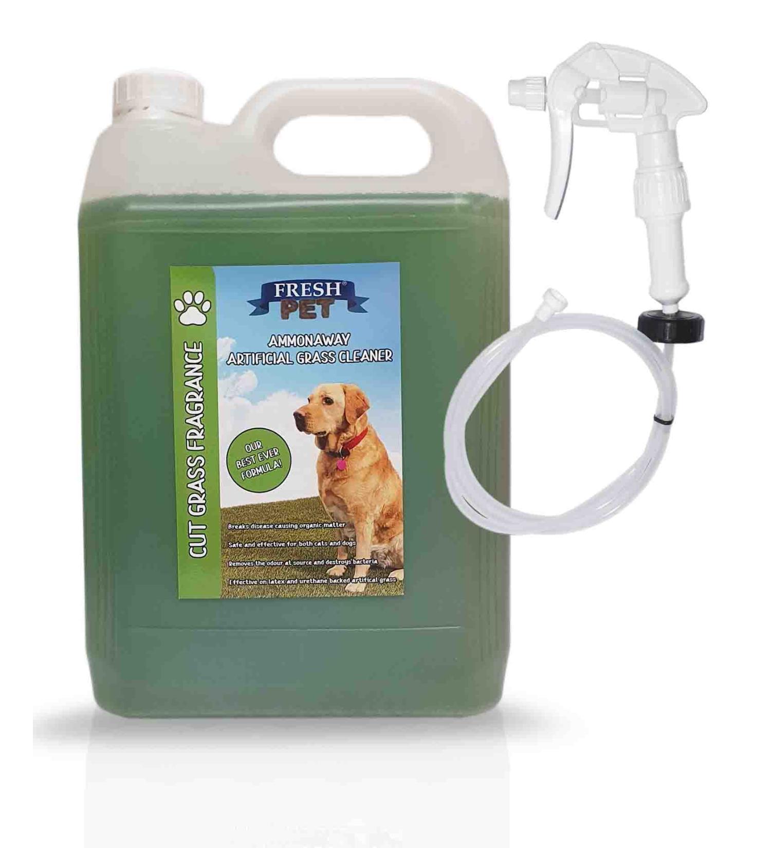 Artificial Grass Cleaner Dog Pet Friendly Disinfectant Deodoriser Concentrate Ammonaway Cut Grass Fragrance (5L with Spray)