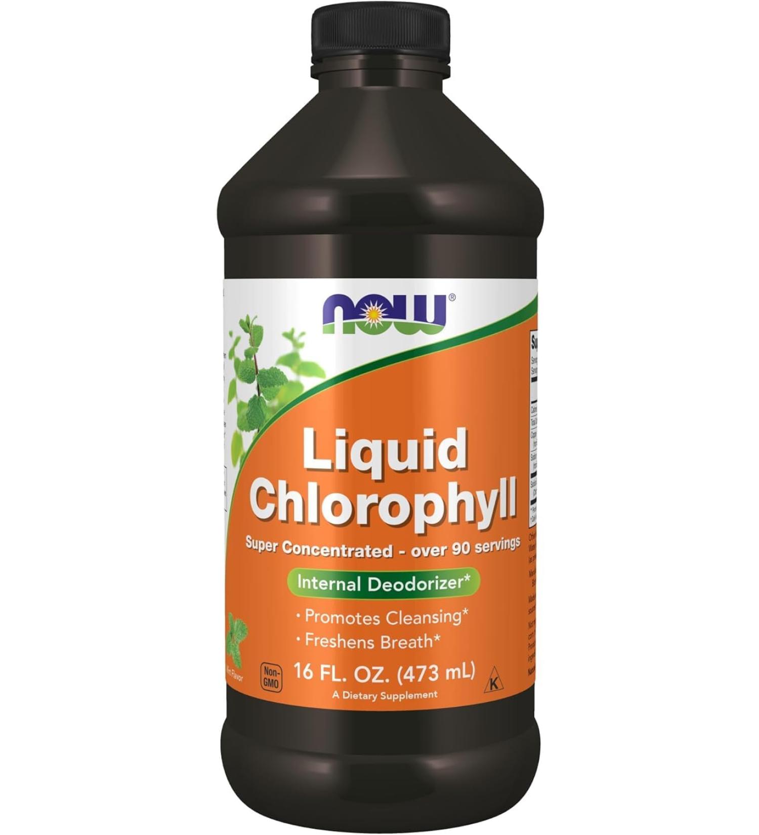 Now Supplements Liquid Chlorophyll Super Concentrated Boost Energy Mint Flavor 473ml - Buy Online on GoSupps.com