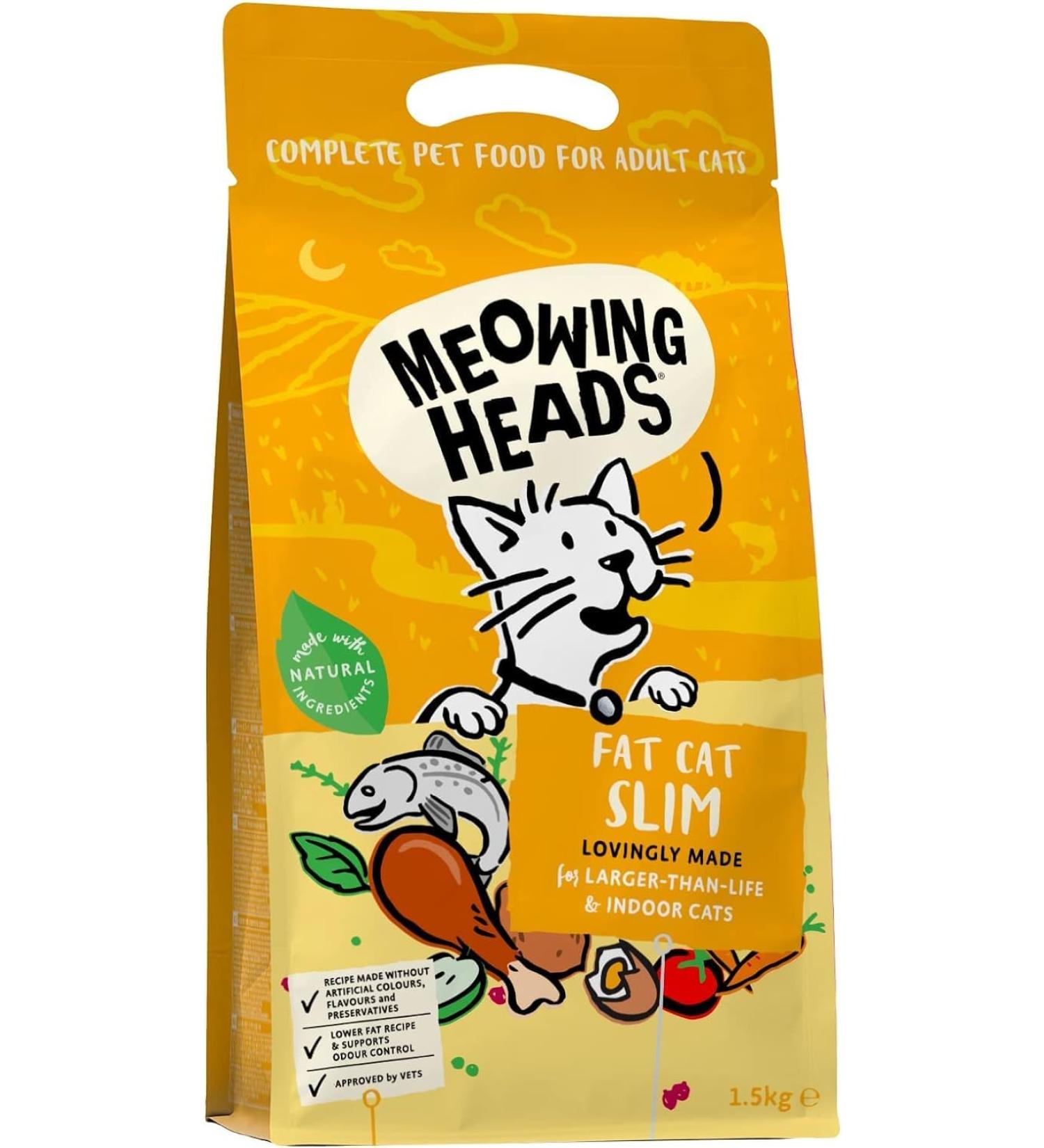 Meowing Heads Complete Dry Cat Food 1.5kg - Fat Cat Slim - Vet Approved Slimming 1.5 kg (Pack of 1) - Buy Online on GoSupps.com