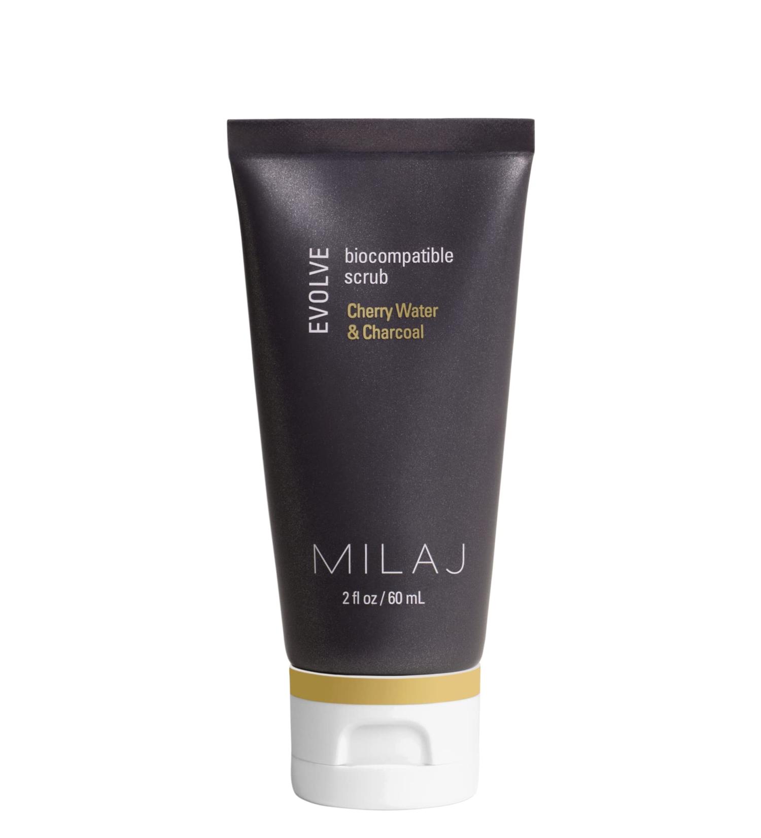 MILAJ Evolve Biocompatible Face Scrub - Charcoal & Cherry Water Exfoliator | Cleanse Pores & Even Skin Tone | 2fl oz | International Shipping Available - Buy Online on GoSupps.com