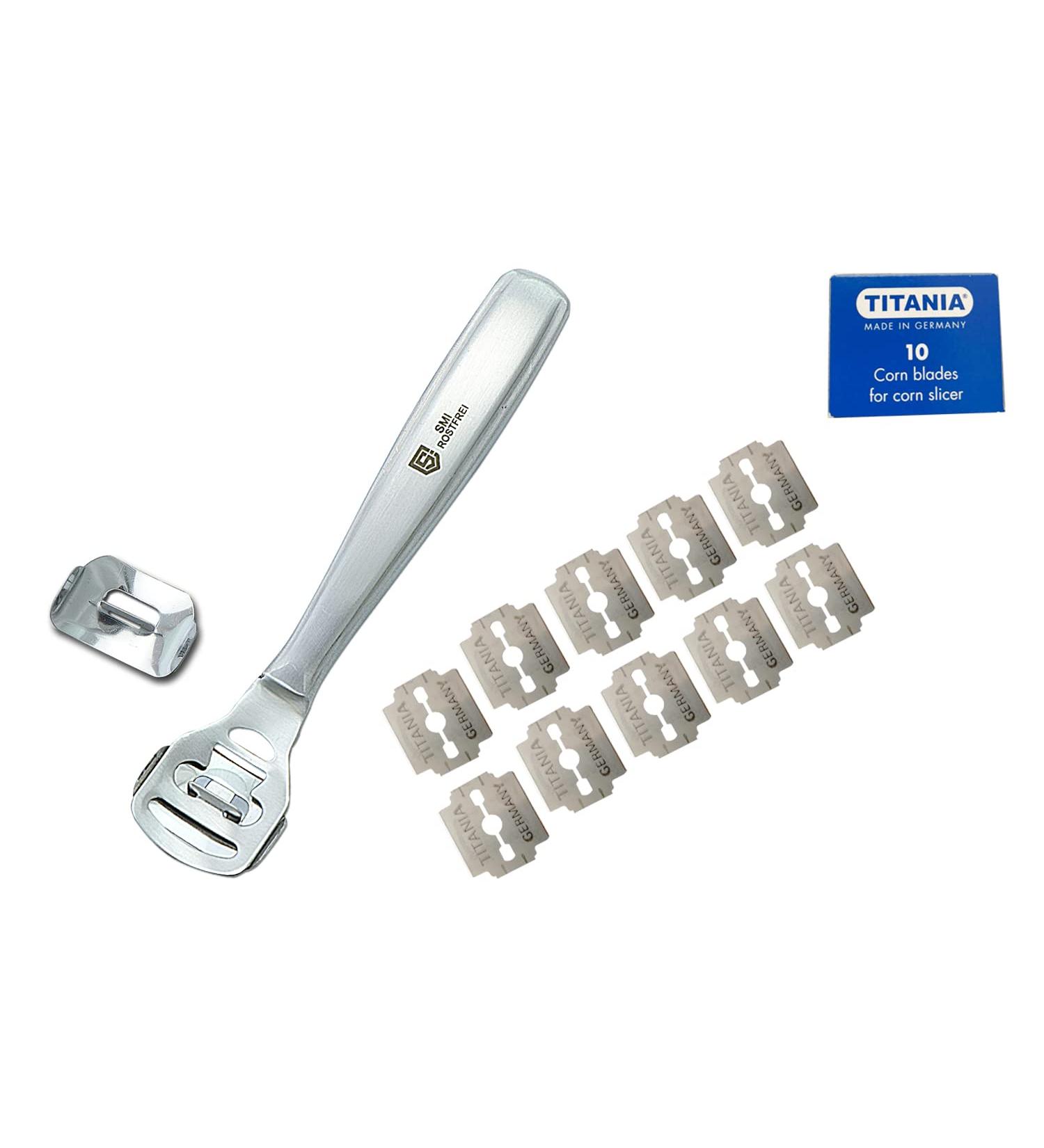 Shop SMI Corneahobel Foot Care Tool - Stainless Steel Corn Remover Razor with 10 Replacement Blades for Perfect Pedicures - Buy Online on GoSupps.com