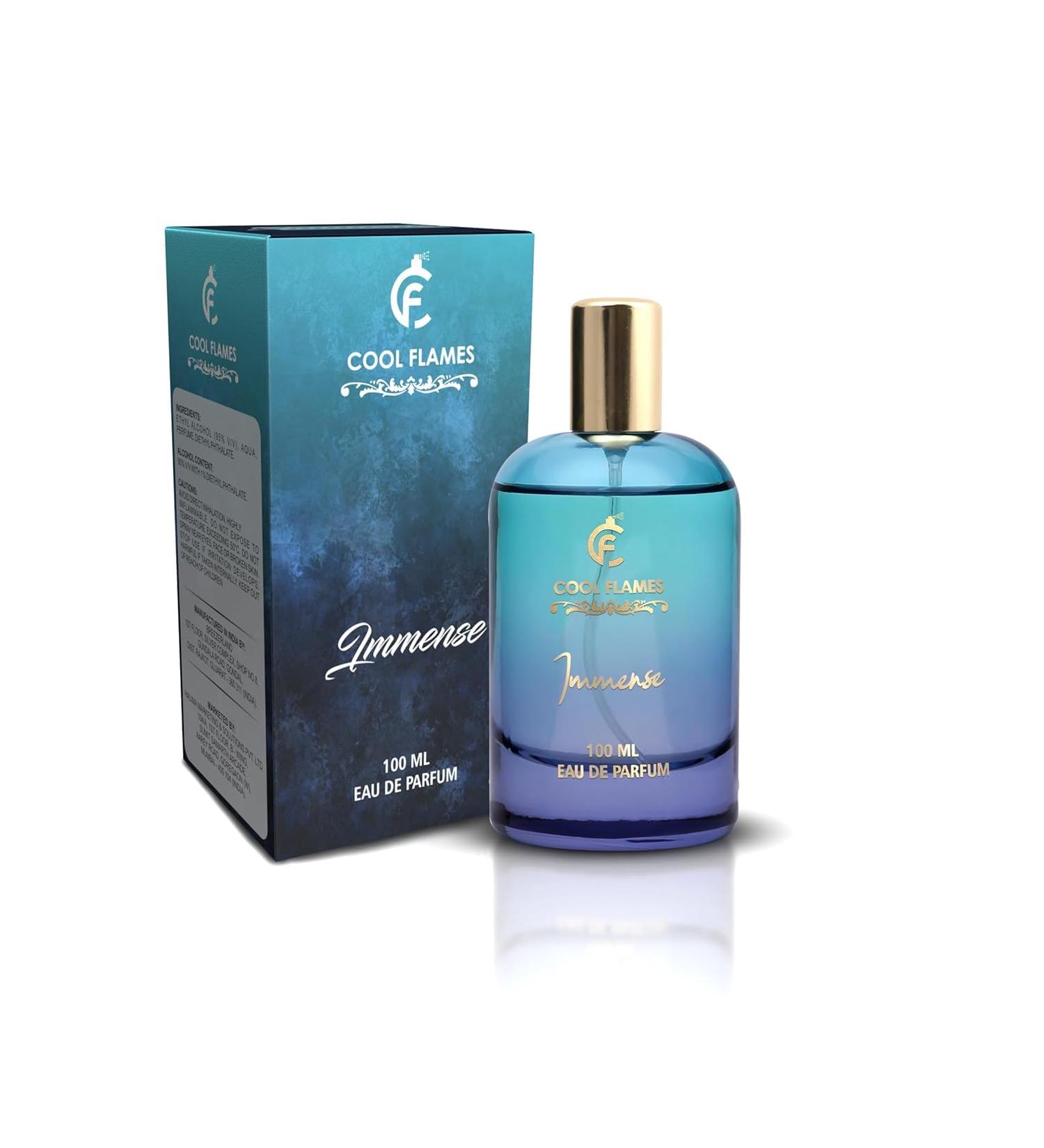 Cool Flames Luxury Immense Unisex Eau De Parfum with Lemon Lily of the Valley Saffron Cedar & Sandalwood Premium Long Lasting Citrus & Spicy Fragrance Scent Perfume for Men & Women 100 ML - Buy Online on GoSupps.com