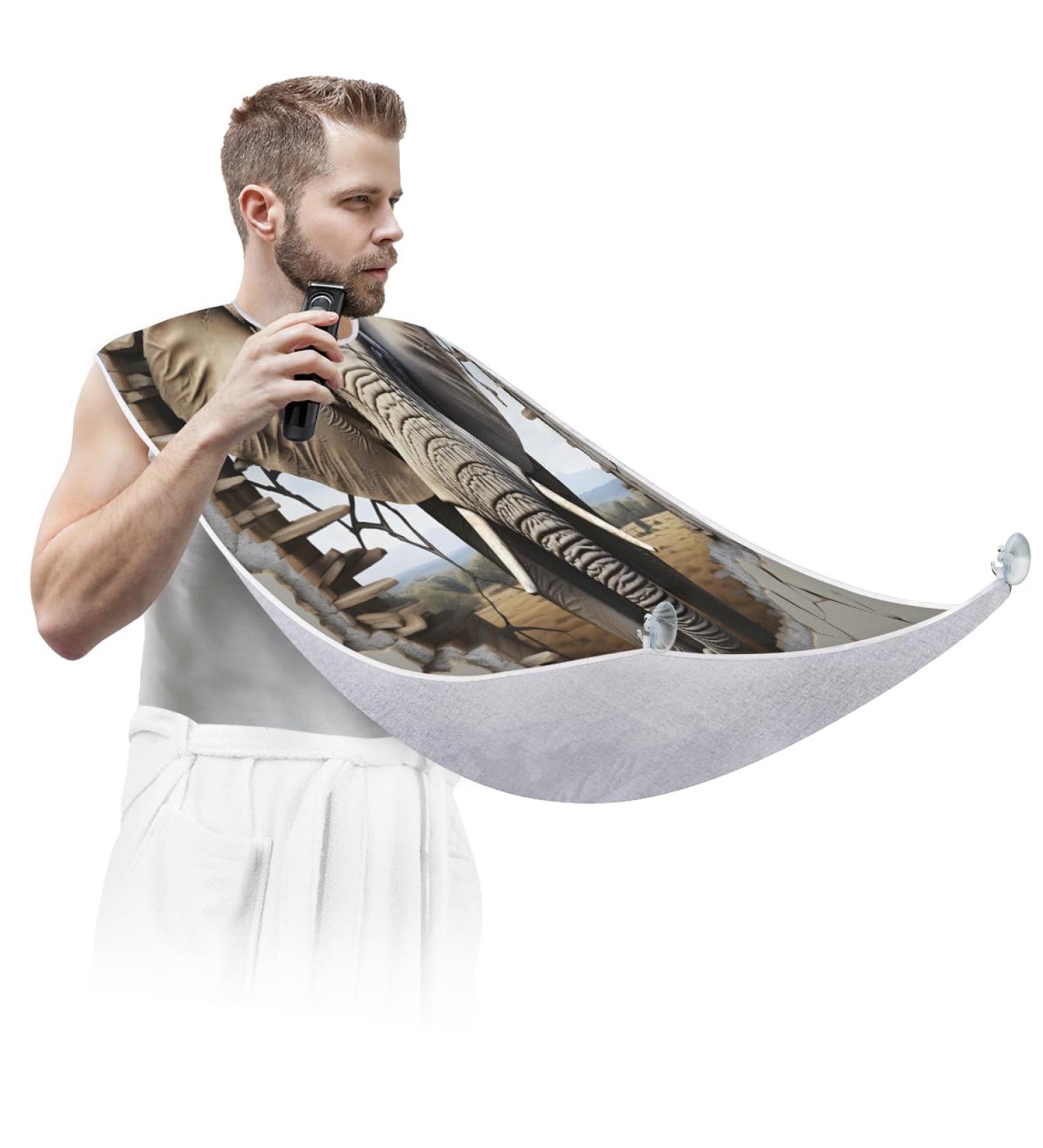 Wall Elephant Beard Bib Apron | Beard Hair Catcher for Men | Perfect Gifts for Dad & Husband | Fathers Day Anniversary & Christmas | Includes 2 Suction Cups - Buy Online on GoSupps.com