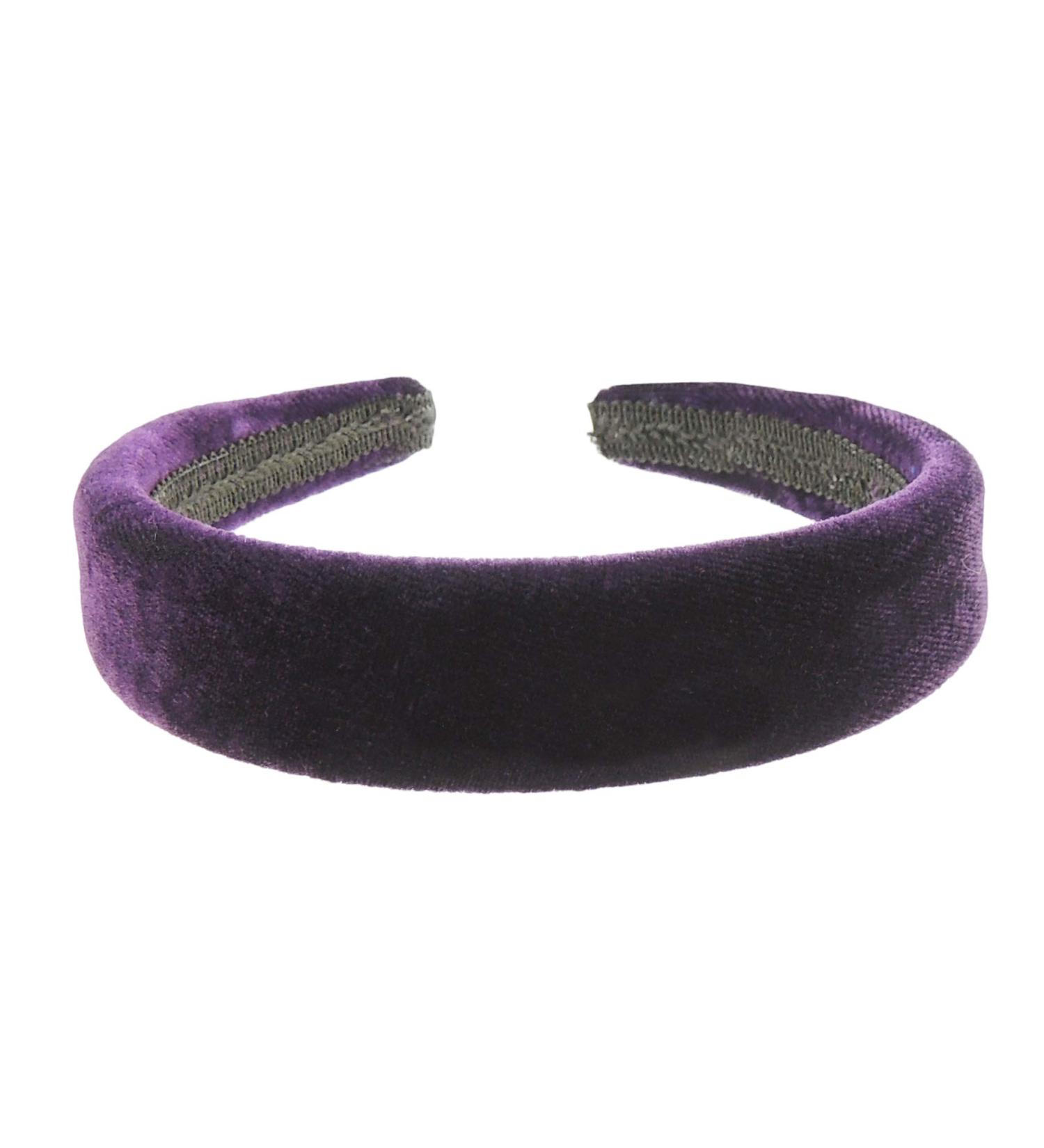 SMALL HEAD Womens Girls Work School Birthday Party Wedding Dance Recital Party Bridesmaid Special Occasion Hair Velvet Hair 2.5cm Slight Padded Headband Alice Band Hairband Black (Plum Purple)