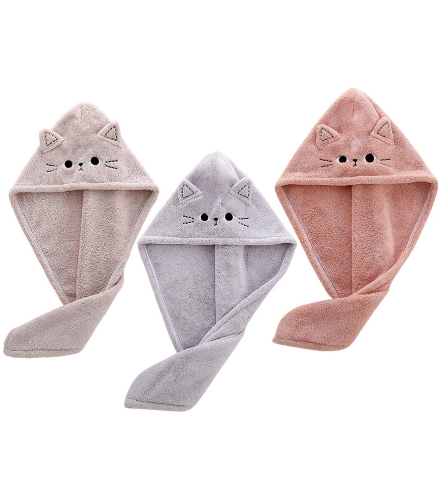 DOITOOL Hair Drying Turban 3Pcs - Cute Cat Hair Wrap Set for Kids & Women - Buy Online on GoSupps.com