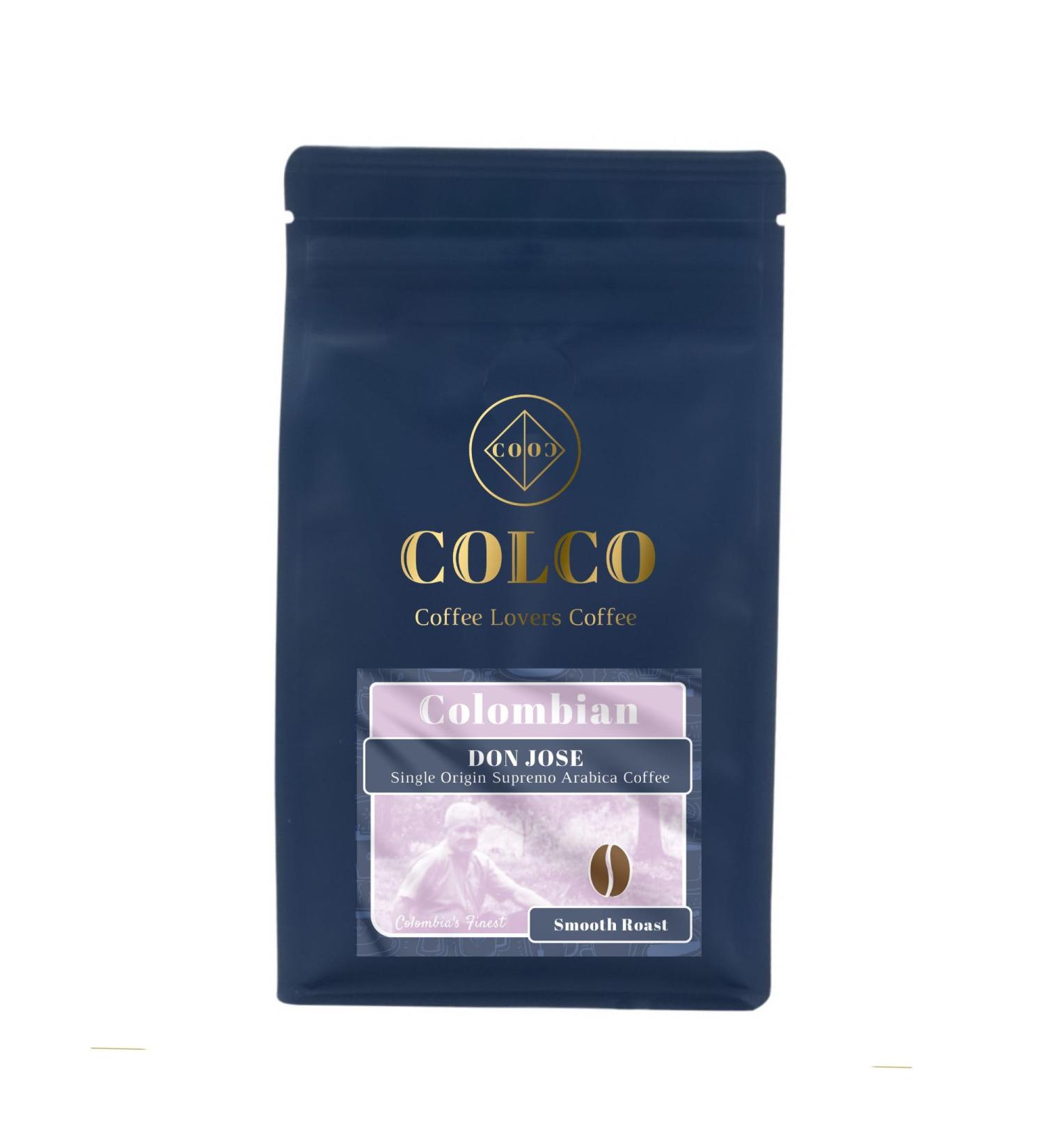 DON JOSE COLOMBIAN Speciality Coffee Beans Smooth Roast Single Origin Supremo Arabica Traditionally Hand Roasted Coffee Beans (1 x 250g Resealable bag) - Buy Online on GoSupps.com
