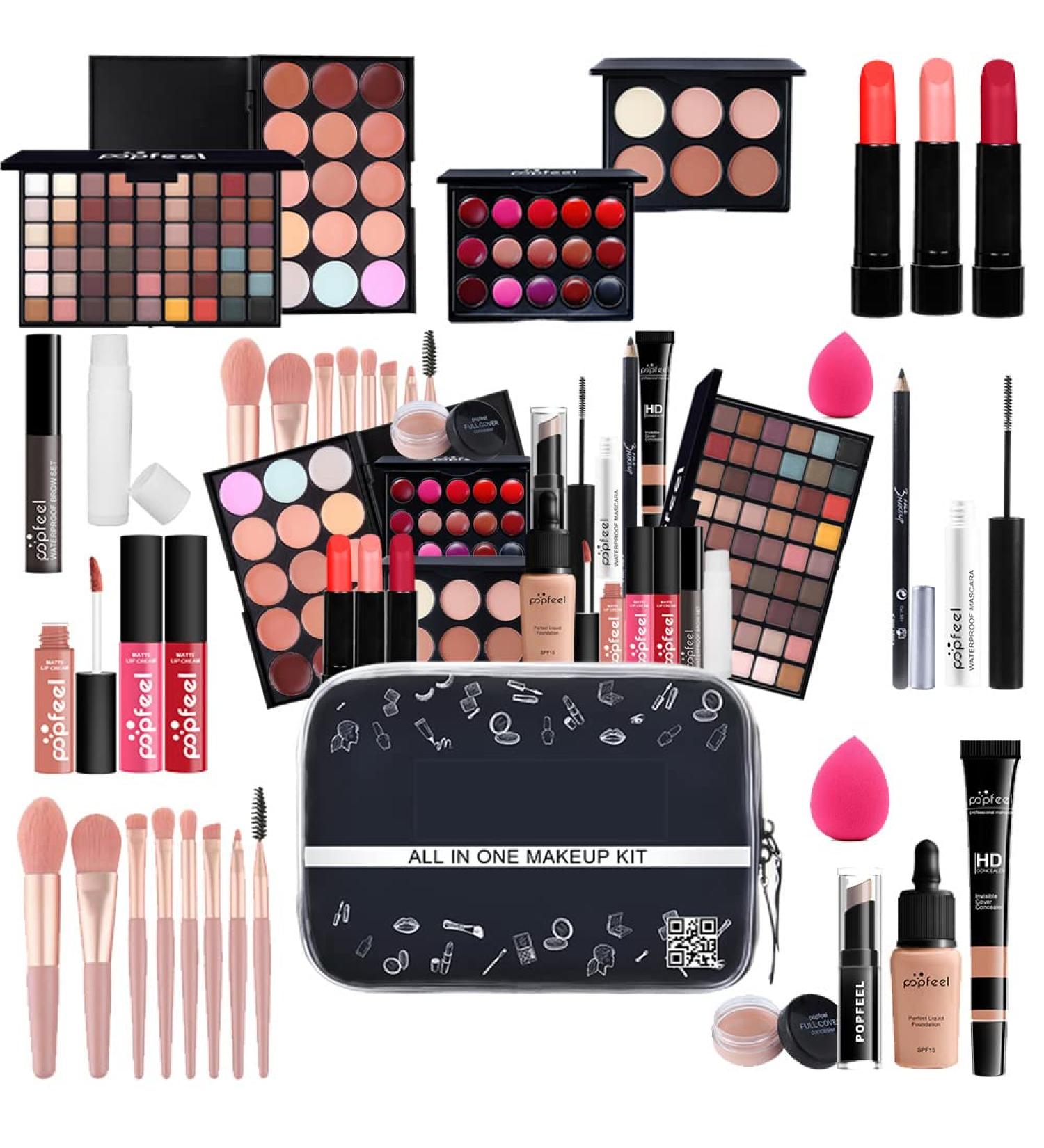 28-Piece Professional Makeup Kit for Women & Teens | Eyeshadow Palette Lip Gloss Lipstick Blush Foundation & More - KIT019 - Buy Online on GoSupps.com