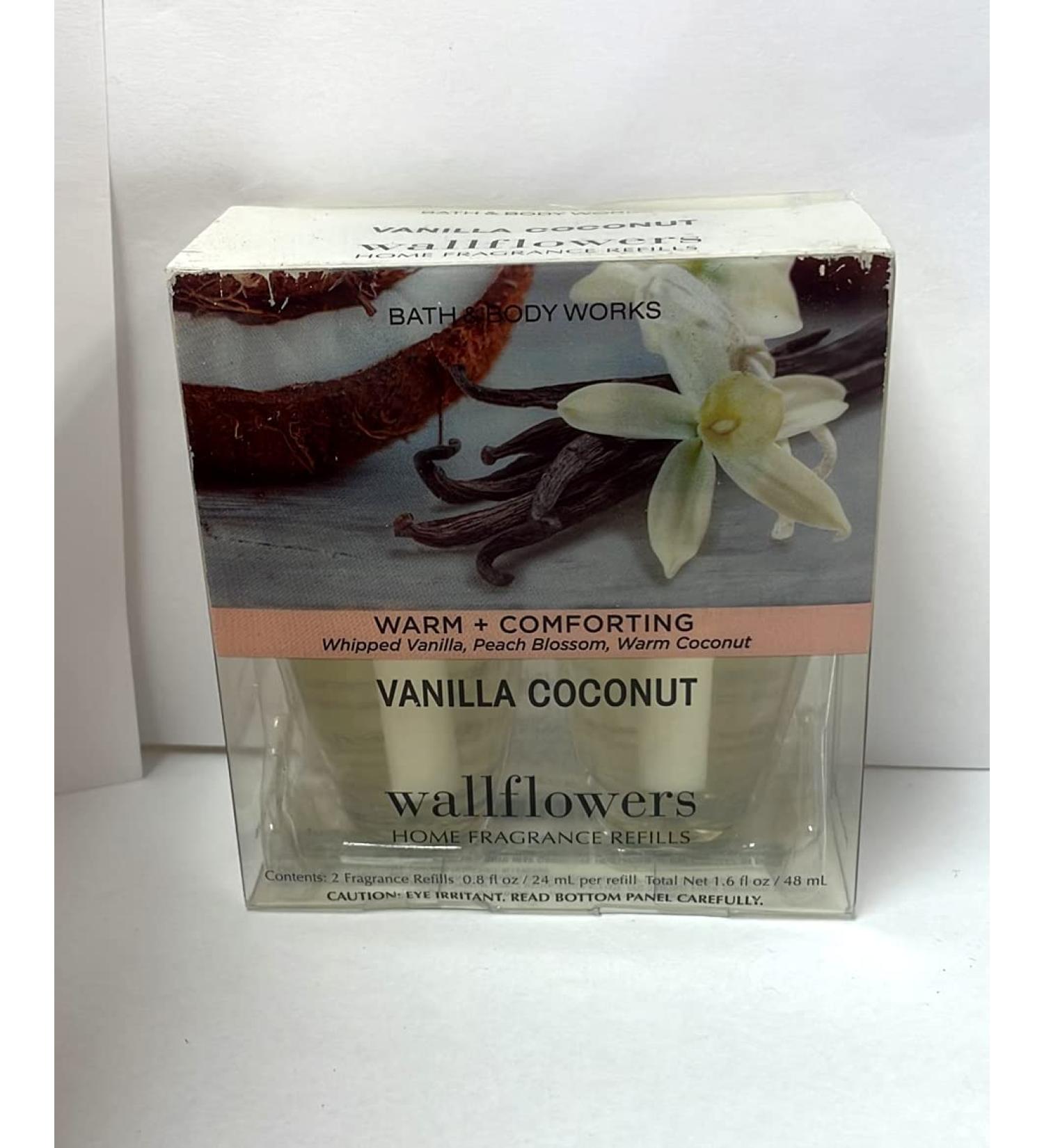 Bath & Body Works Vanilla Coconut Wallflowers Home Fragrance Refills 2-Pack - 1.6 fl oz | Coconut Scent - 0.8 fl oz (Pack of 2) - Buy Online on GoSupps.com