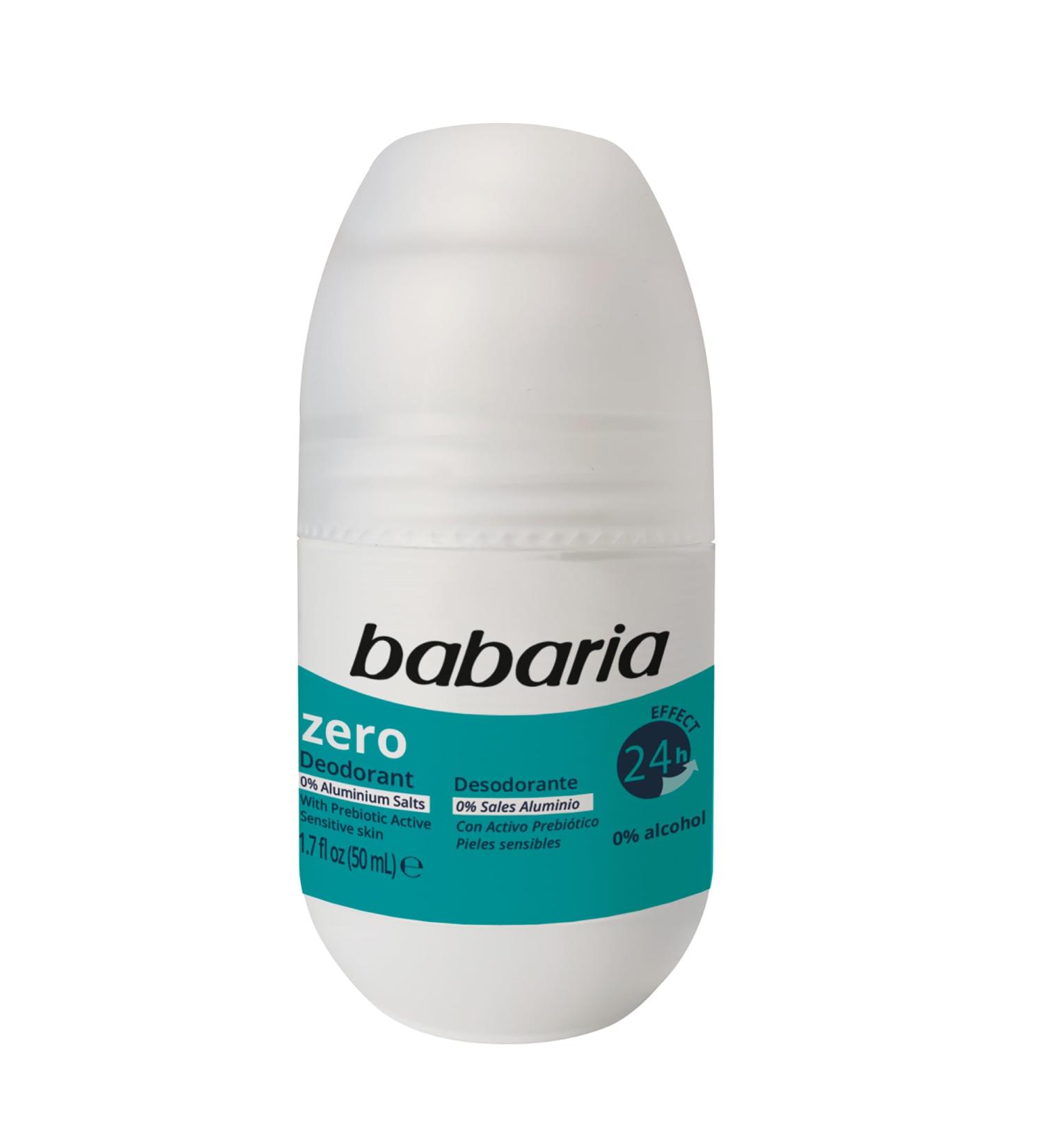Babaria Roll-On Deodorant Zero - 24-Hour Antiperspirant for Sensitive Skin | Alcohol-Free Anti-Sweat Deodorant for Men & Women - 1.7 oz - Buy Online on GoSupps.com