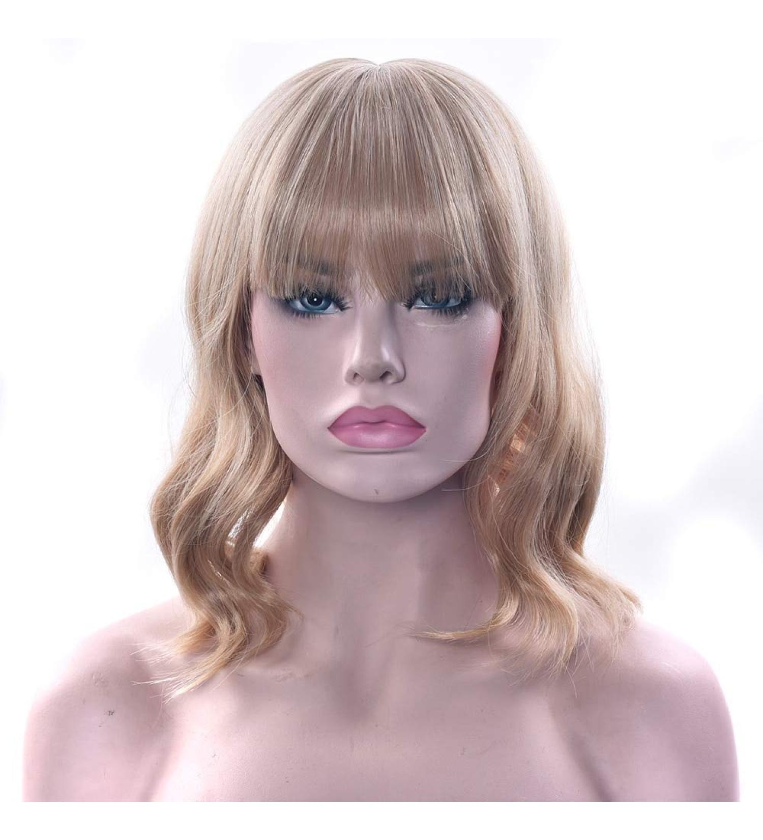 LFMDJF Short Brown Hair Curly Wig Heat Resistance Fiber Pink Women's Hairpieces Synthetic Hair Wigs 14inches 2735 27613