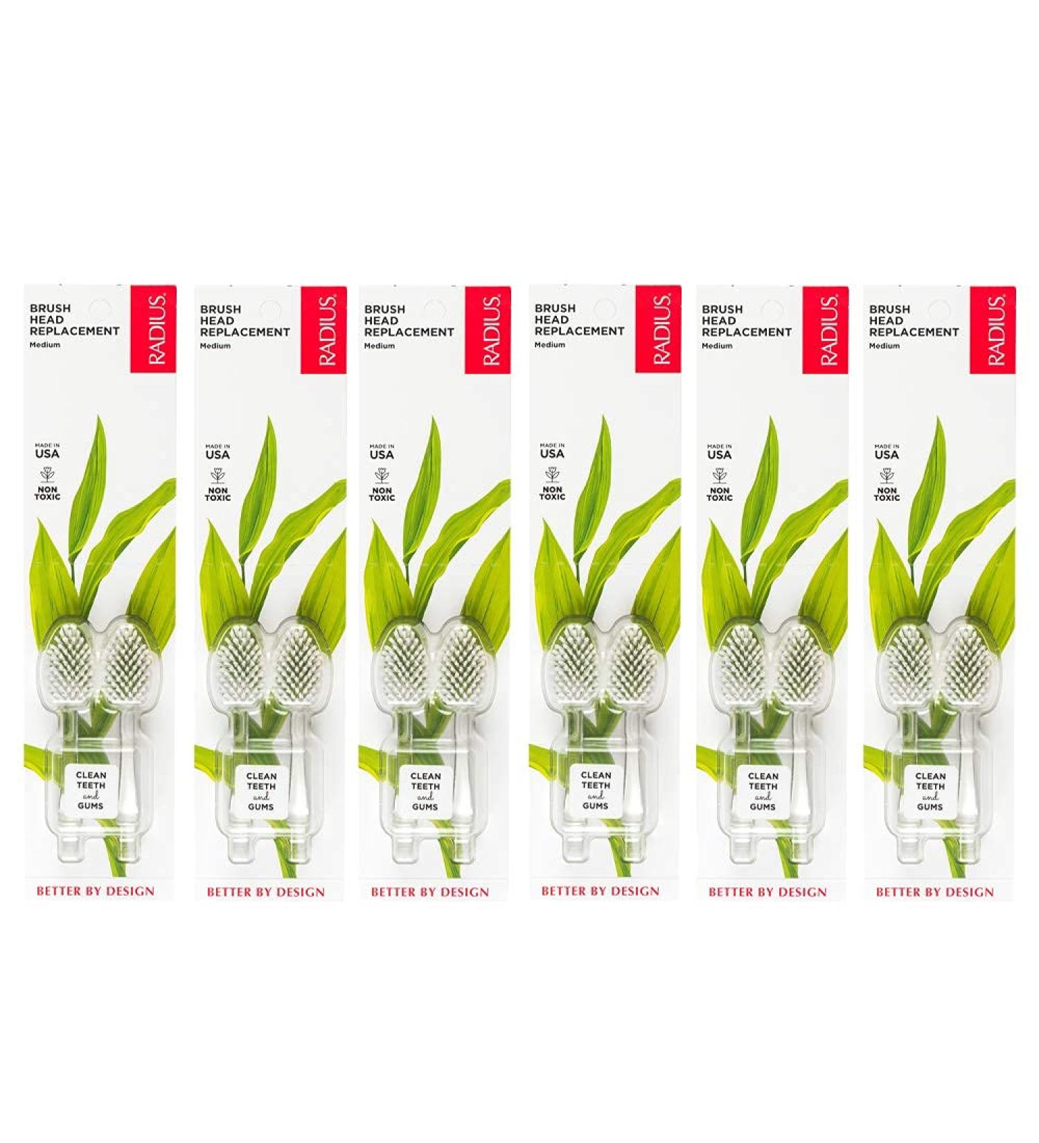 RADIUS Toothbrush Replacement Brush Heads 2-Count - Medium (Pack of 6) | Improve Gum Health and Reduce Issues - Buy Online on GoSupps.com