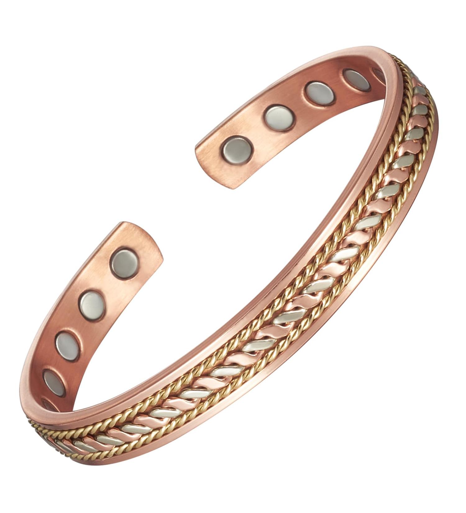 Shop Stylish Copper Magnetic Bracelet - 99% Pure Copper Adjustable Gold Braid Fashion Jewelry Gift - Buy Online on GoSupps.com