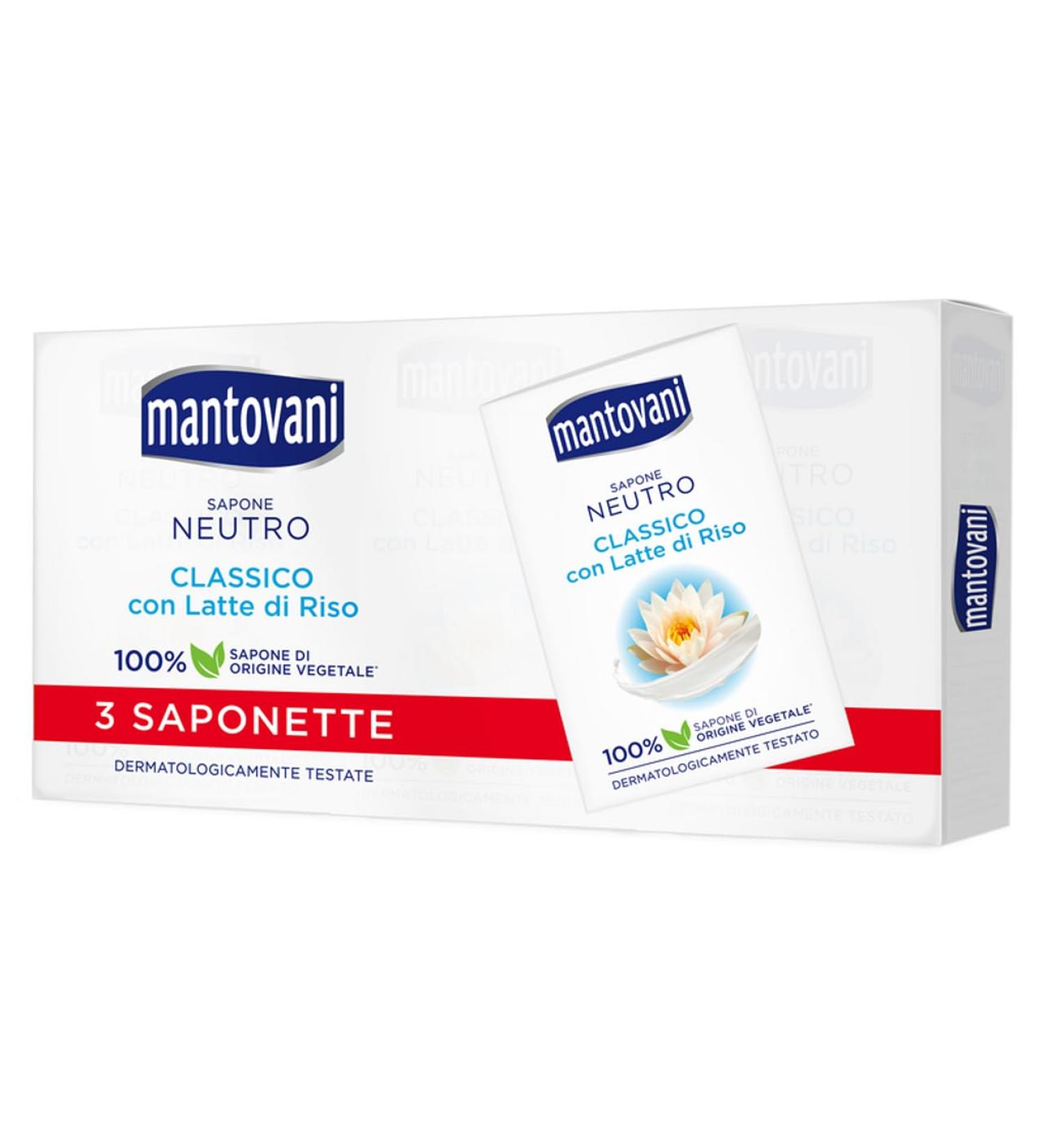 Mantovani Bar Soap 90 Grams (3.18 oz Each) - Classic Neutral with Rice Starch