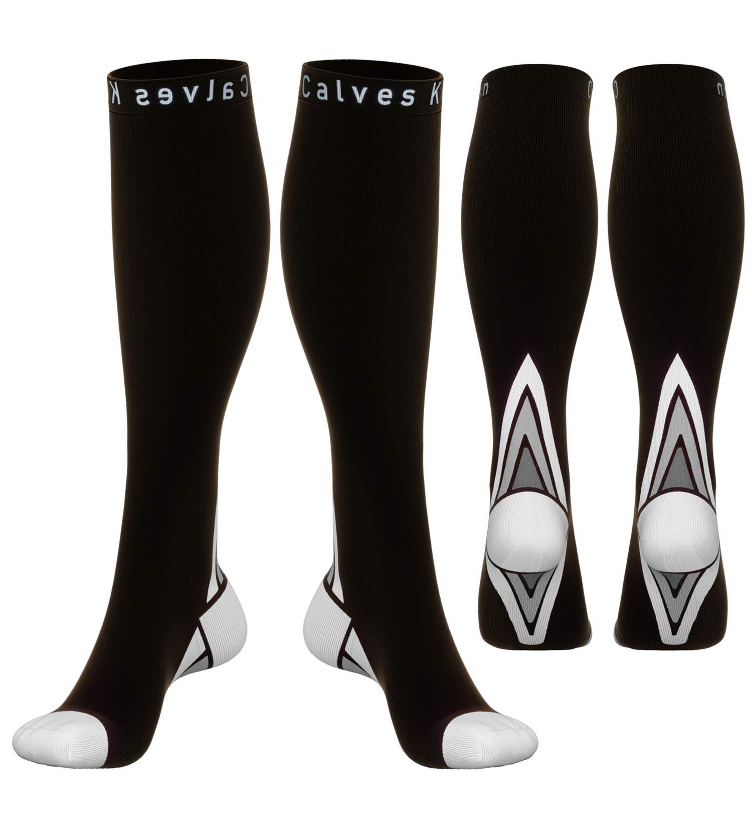 Compression Socks for Men & Women - Speed Up Recovery, Graduated Athletic Fit for Running, Nurses, Travel - Boost Stamina & Circulation - Black/Grey - S-M (2 Pairs) - Buy Online on GoSupps.com