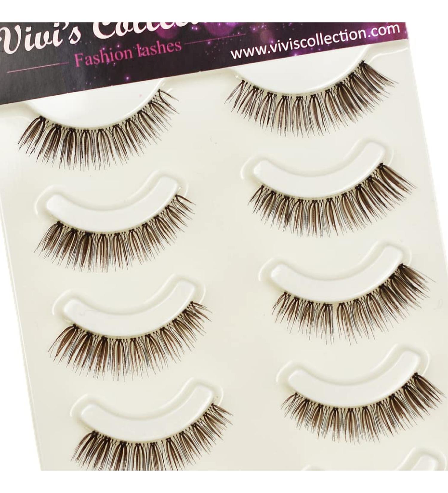 Vivis False Eyelashes 5 Pairs Lashes Short Natural Small Brown Faux Mink Long Volume Hand-made Dramatic Fake Eye Black Nature Soft for Various Makeups - 113M - Buy Online on GoSupps.com