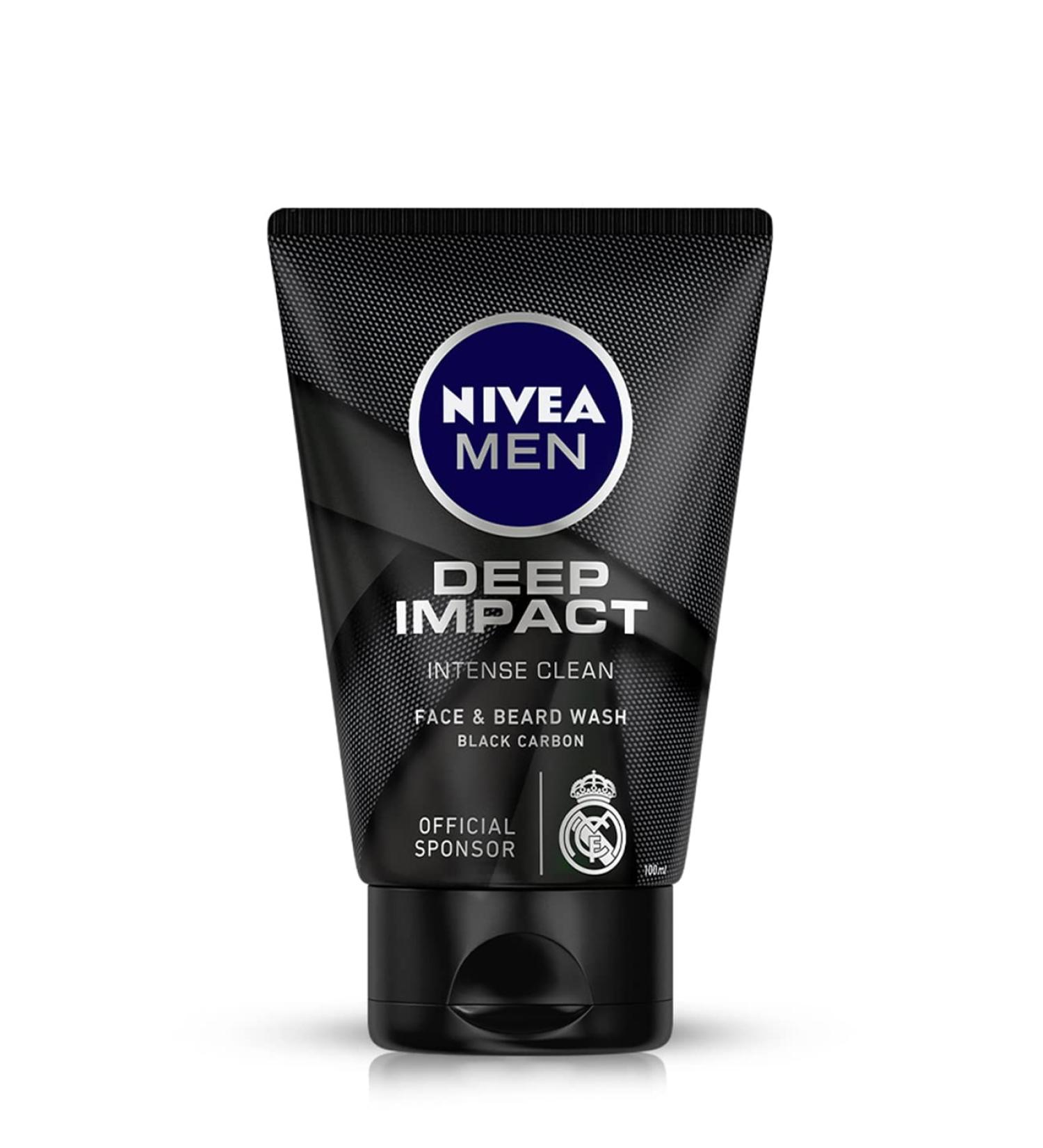 Nivea Men Deep Impact Intense Clean Face and Beard Wash - Black Carbon 100 ml (3.3 oz) - Buy Online on GoSupps.com