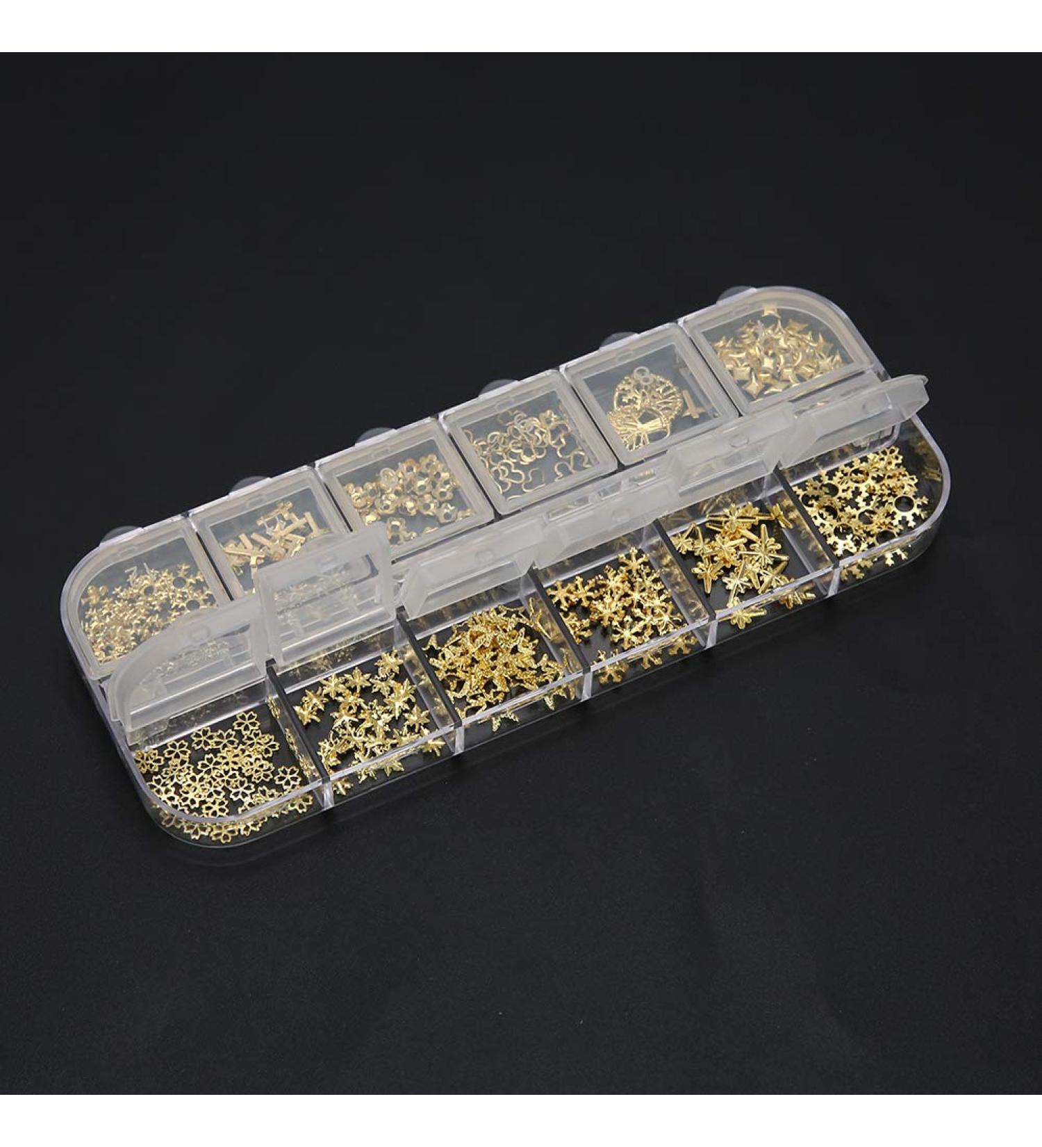 Stylish Nail Ornaments DIY Alloy Decorations for Fashionable Manicure Look 12 Grids for Different Needs Made of Quality Alloy Material Suitable for Household and Nail Salon Use - Buy Online on GoSupps.com